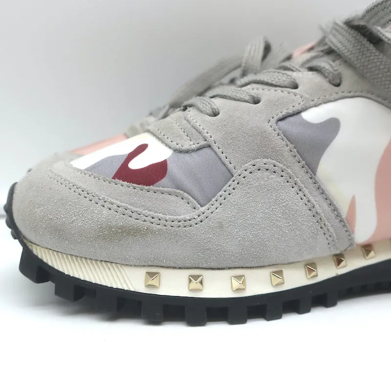 Valentino Soul Rockstud Sneakers Camouflage Rose & Suède Gris Taille 35