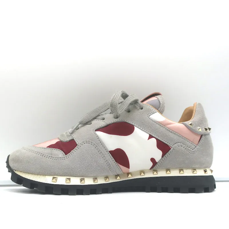Valentino Soul Rockstud Sneakers Camouflage Rose & Suède Gris Taille 35