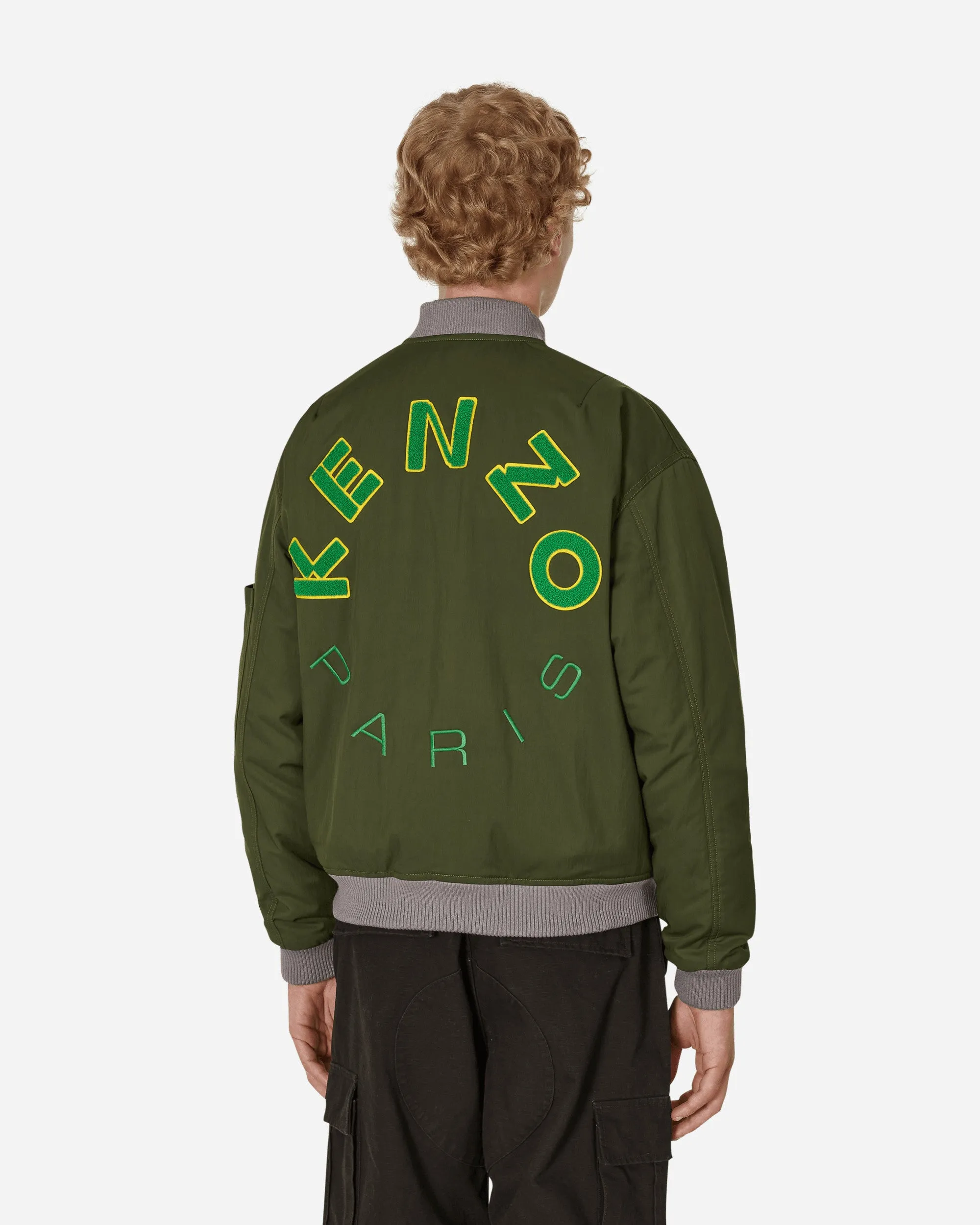 Veste bomber universitaire verte