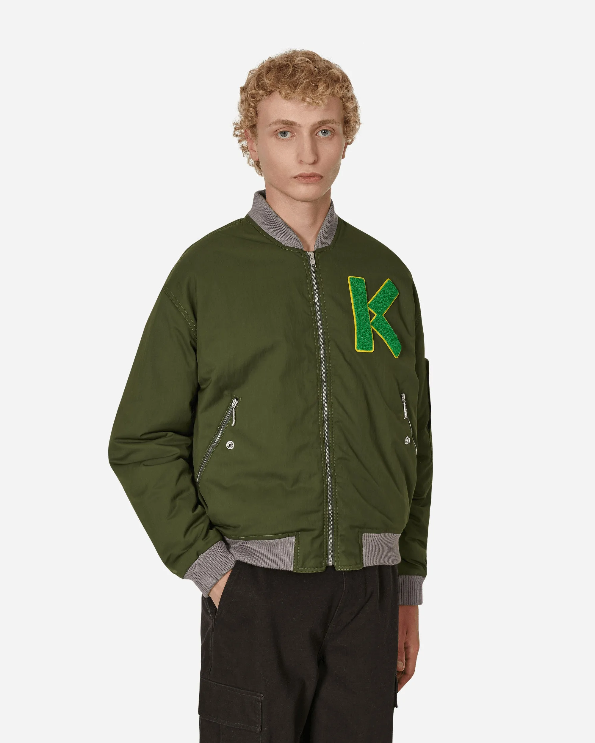 Veste bomber universitaire verte