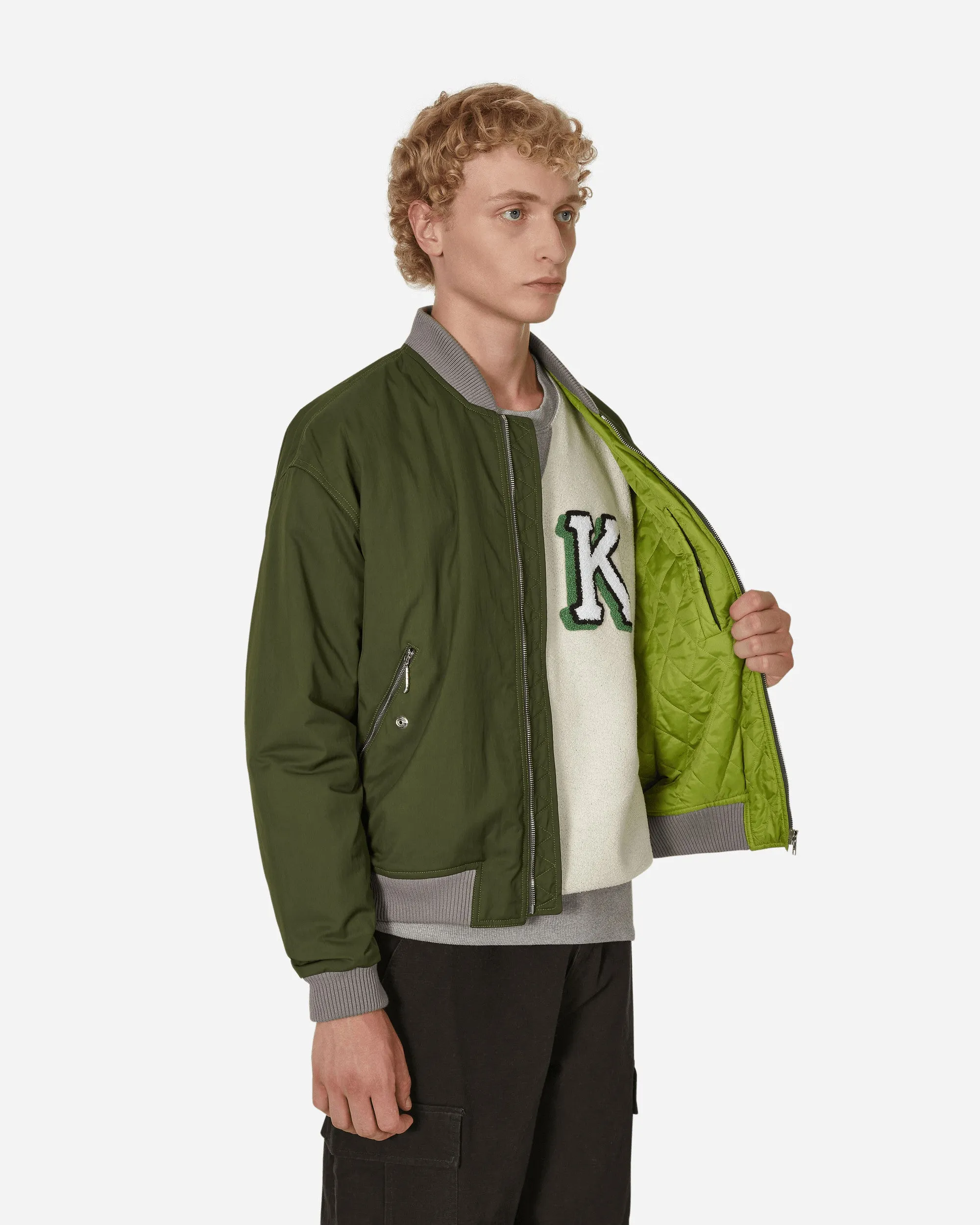 Veste bomber universitaire verte