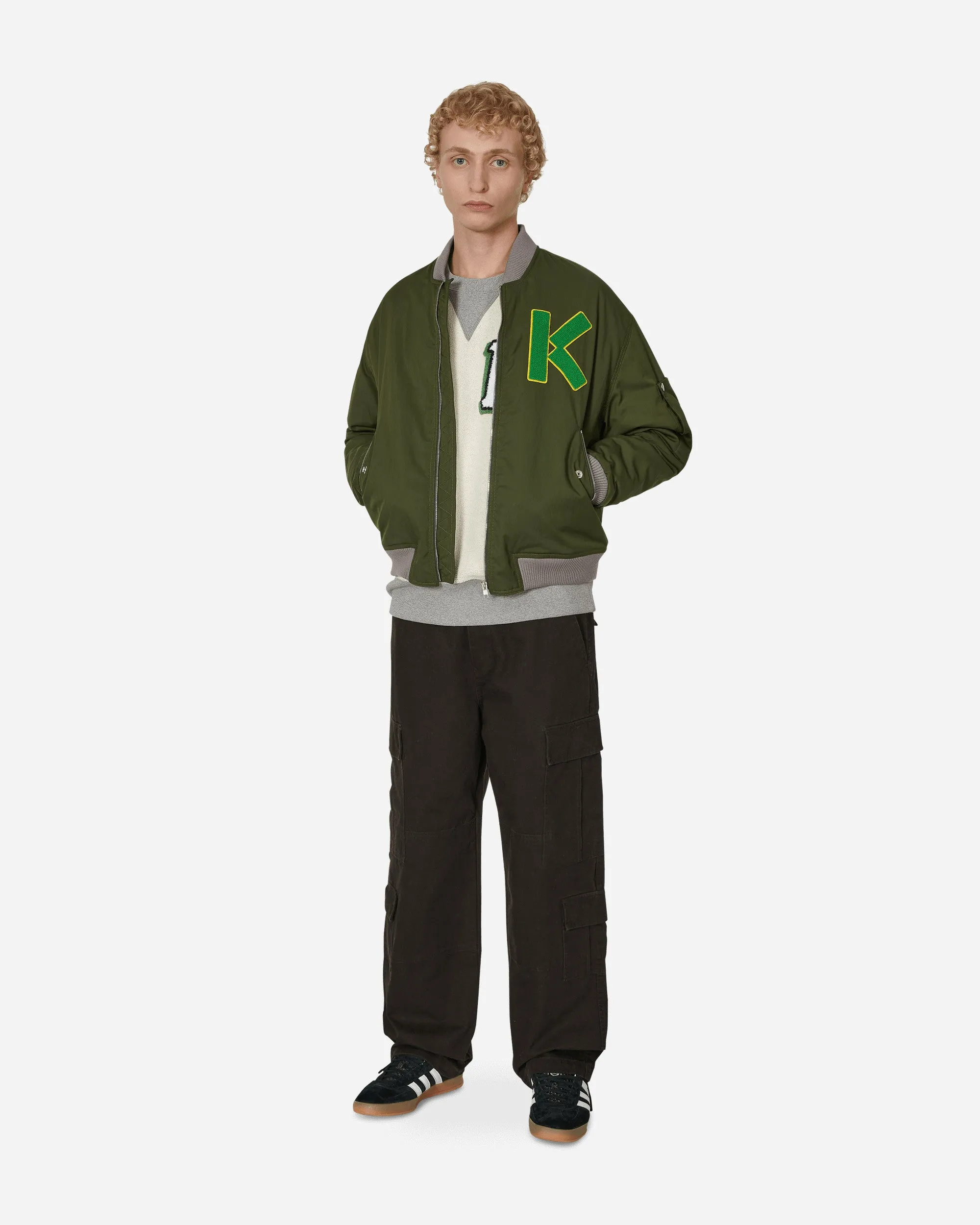 Veste bomber universitaire verte