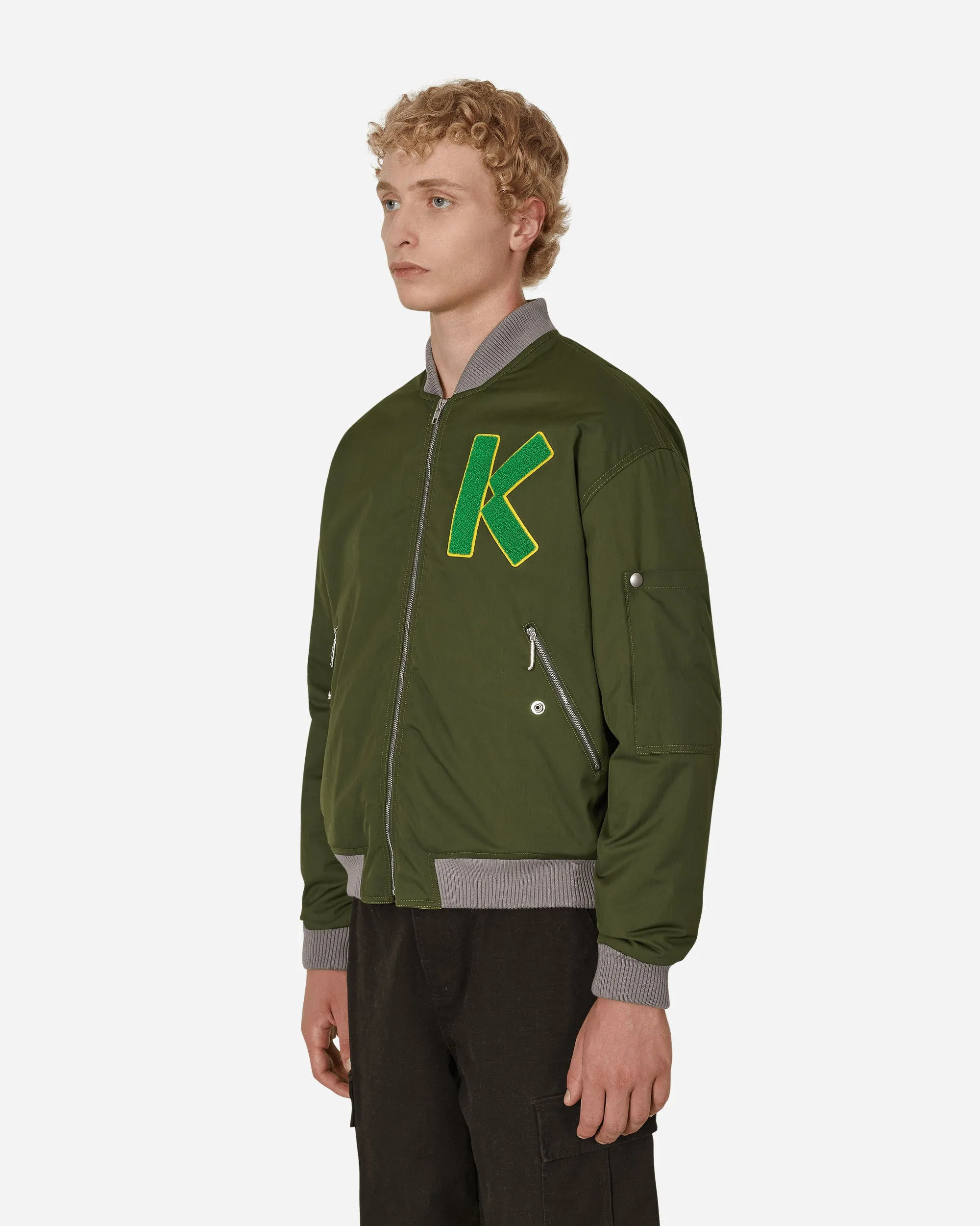 Veste bomber universitaire verte