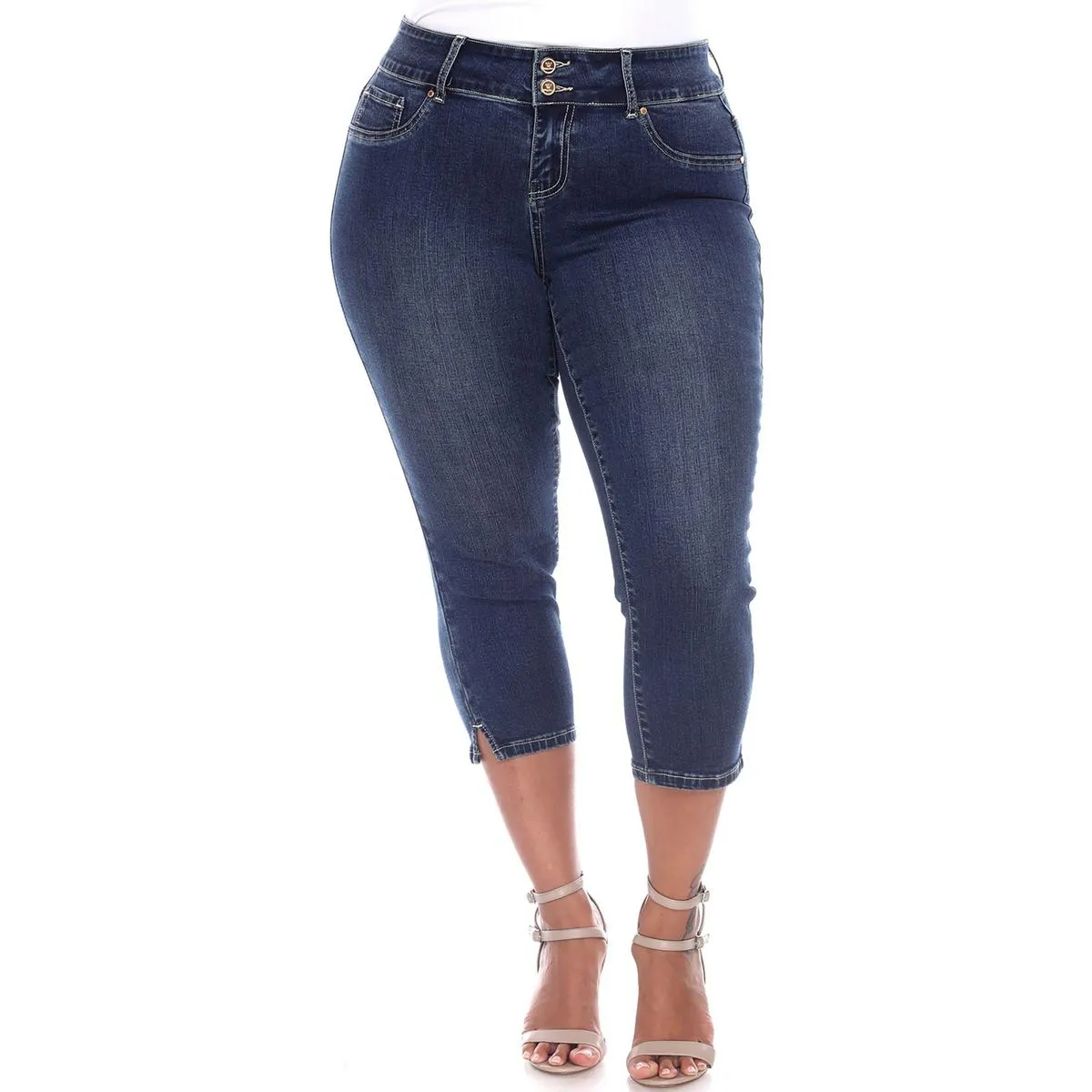 White Mark Jeans Capri en Jean Femme Court