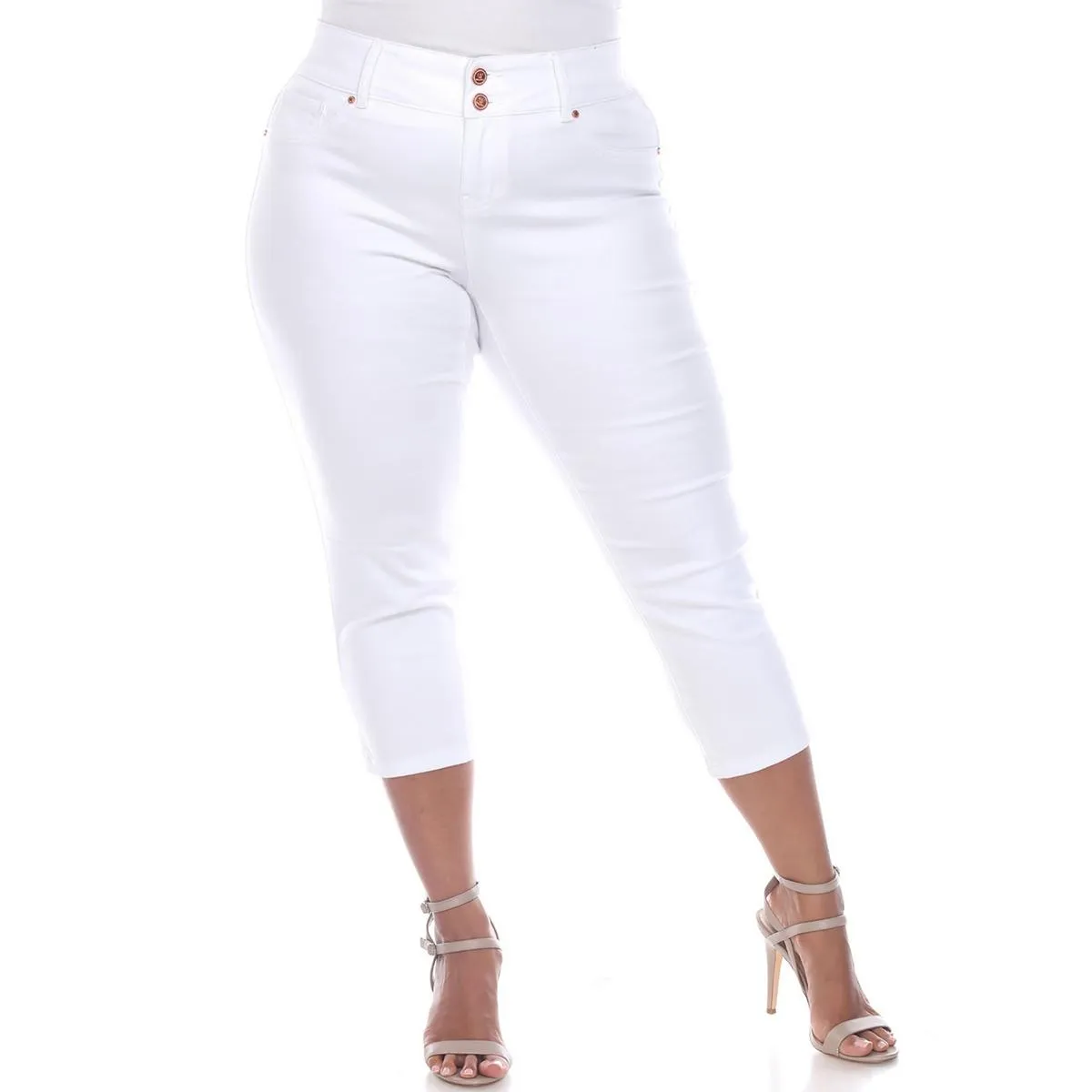 White Mark Jeans Capri en Jean Femme Court