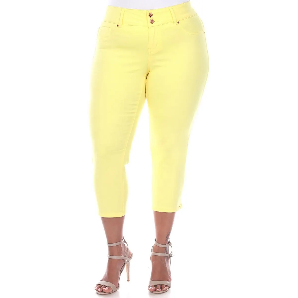 White Mark Jeans Capri en Jean Femme Court