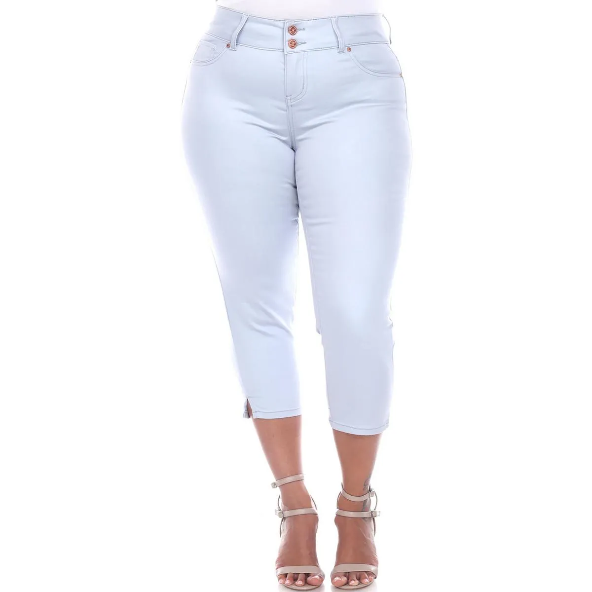 White Mark Jeans Capri en Jean Femme Court