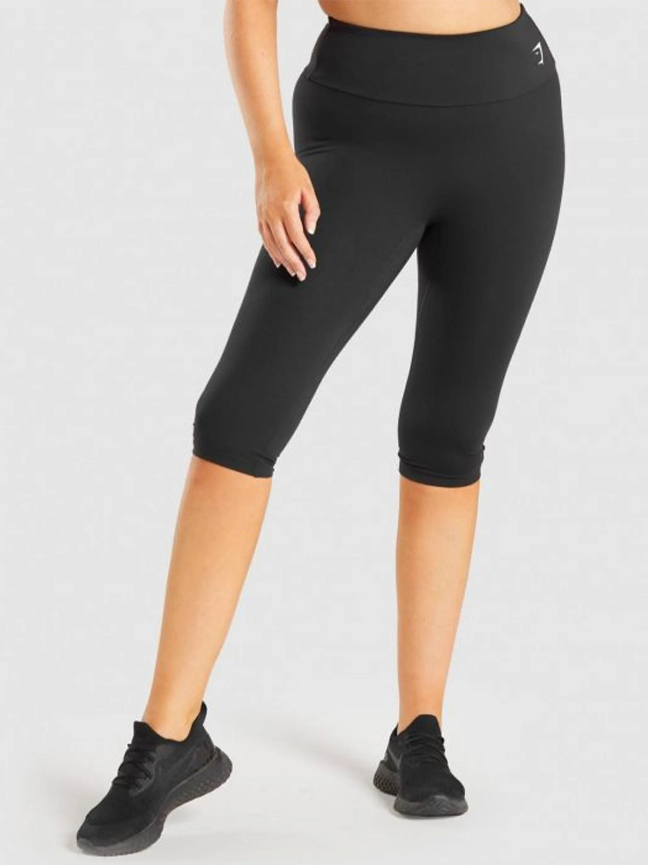 Leggings Capri pour Femme avec Logo de Marque Imprimé, Noir