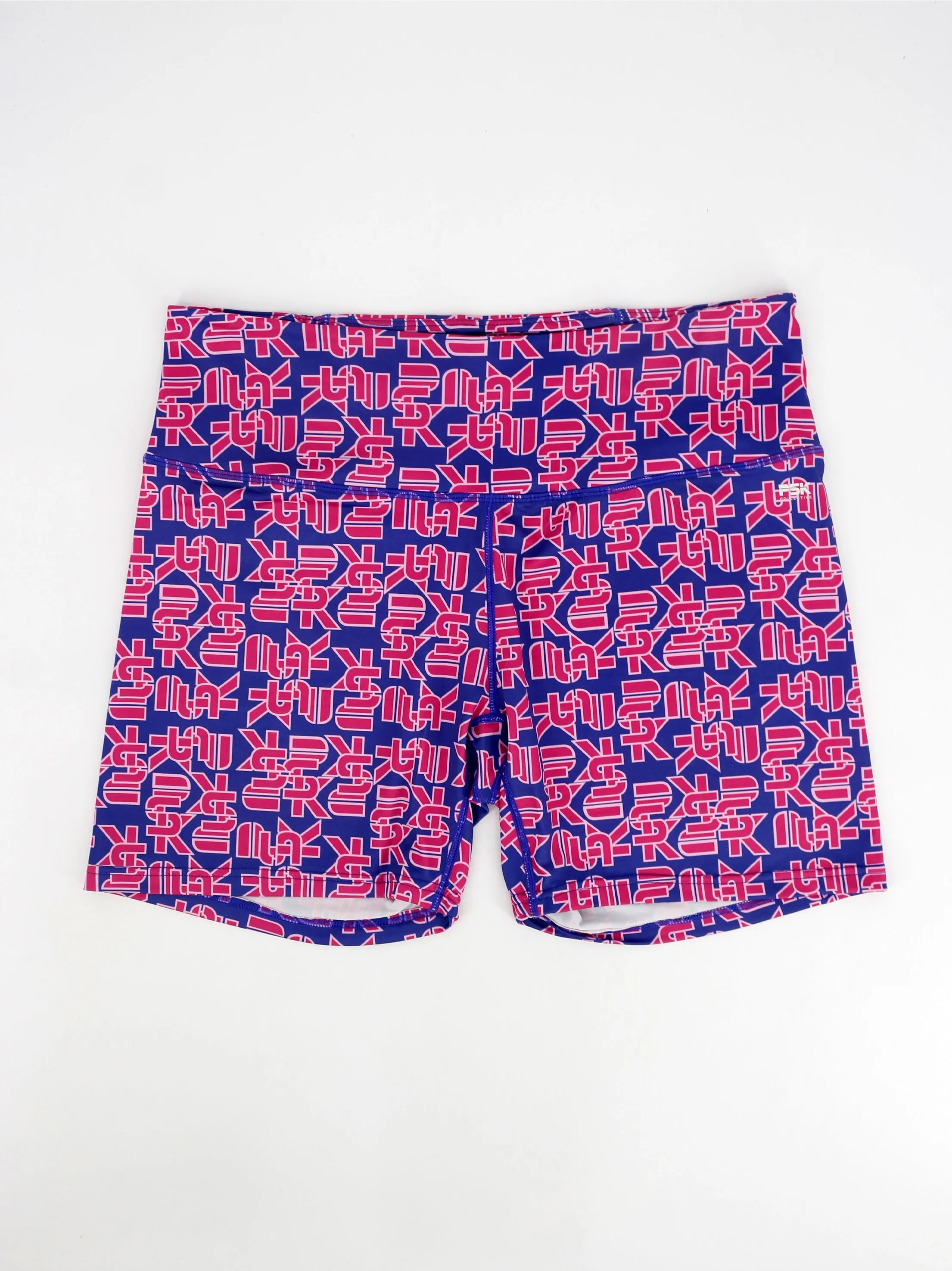 Short de sport imprimé logo marque femme, Bleu/Rose