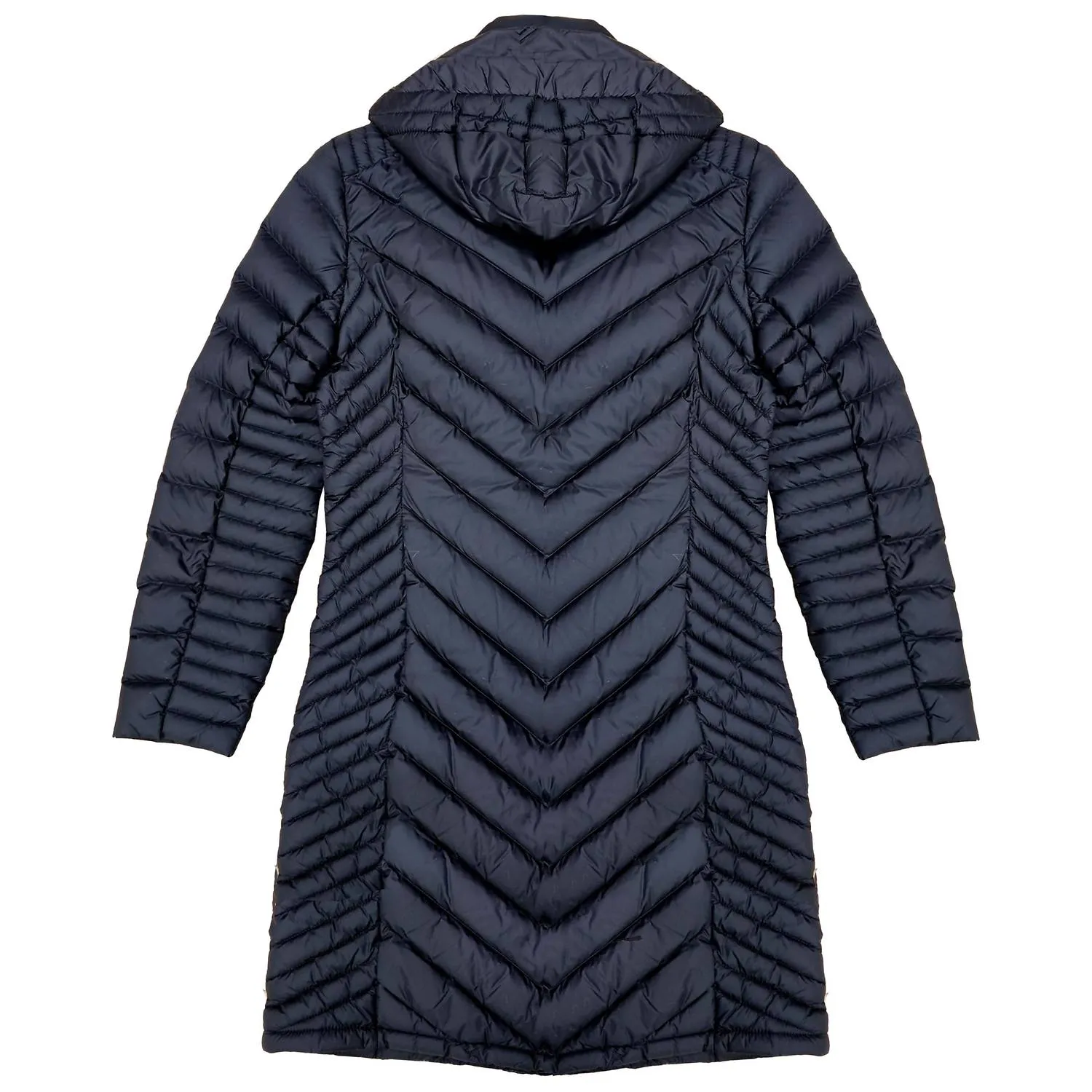 Manteau packable à double couche avec fermeture éclair en chevron pour femme en noir