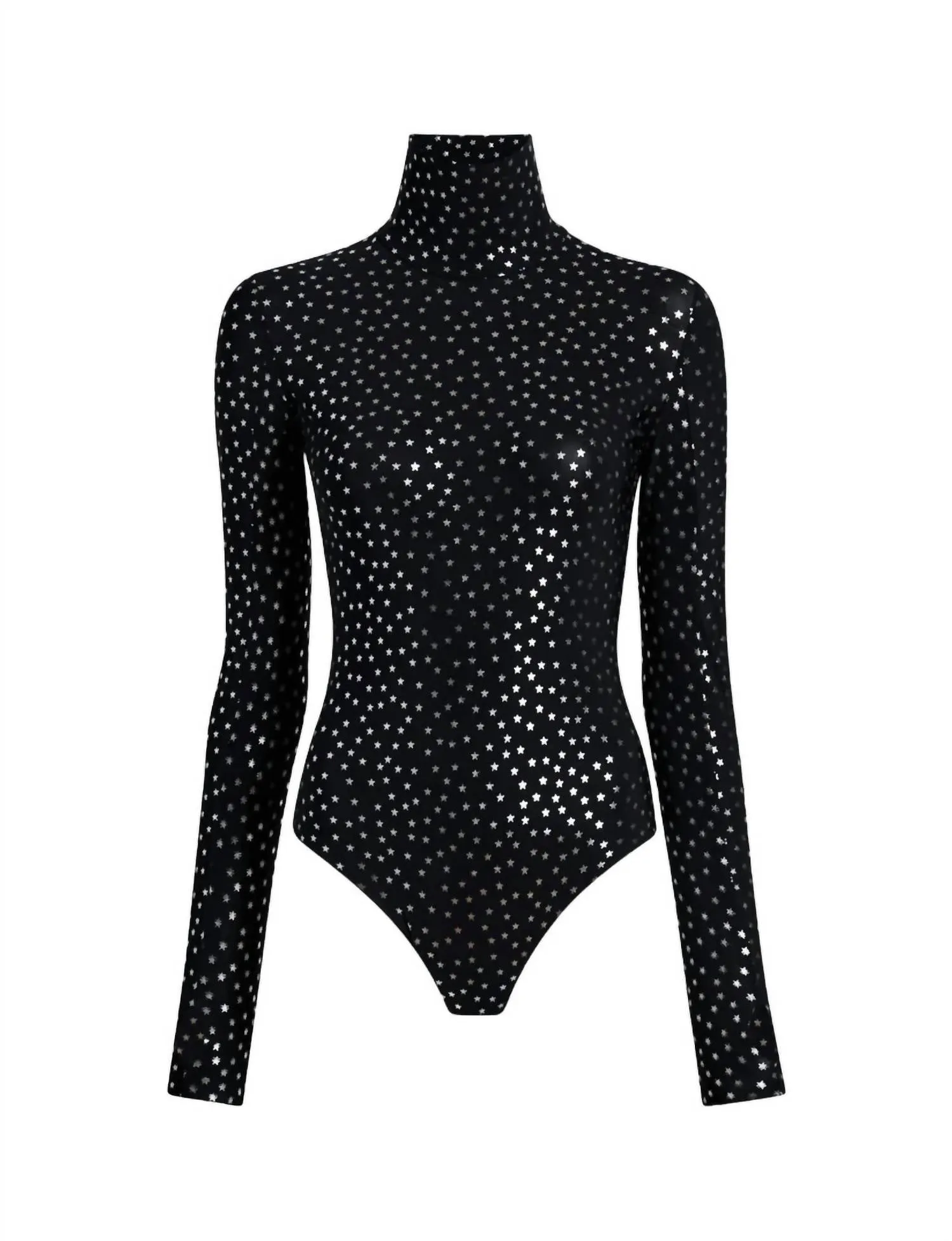 Bodysuit col roulé classique pour femme à motif étoile argentée