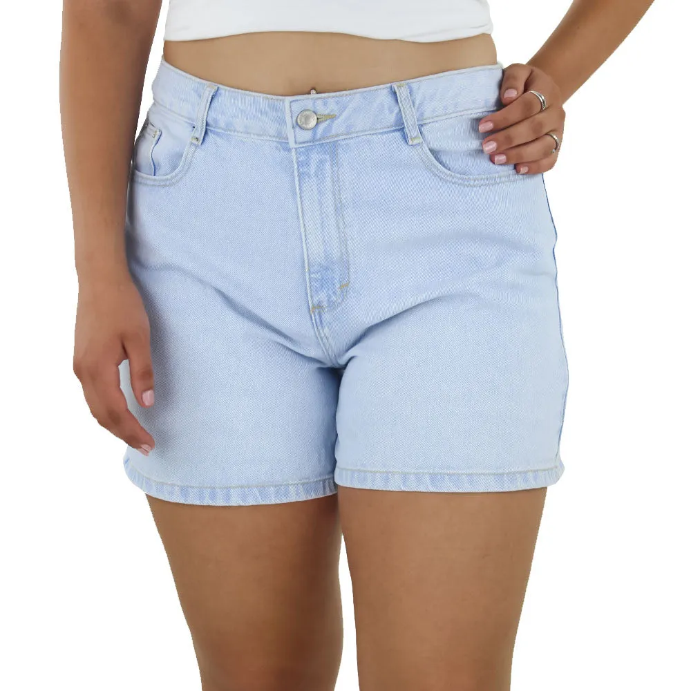 Short en jean uni pour femme, bleu clair
