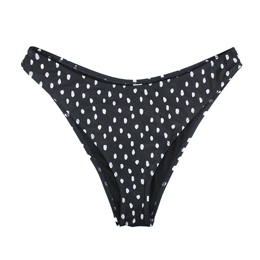 Slip de Bikini à Motifs en V pour Femme, Noir