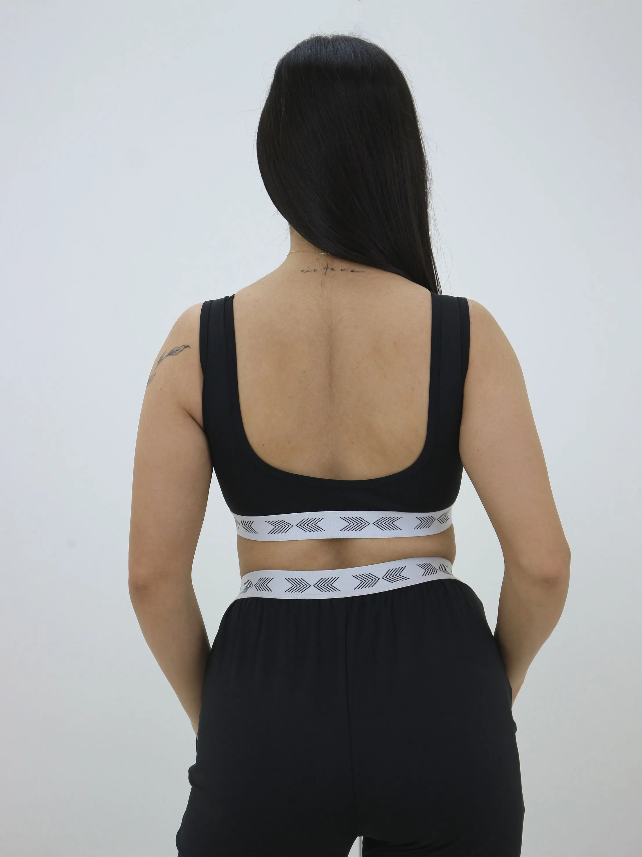 Soutien-gorge de sport à taille élastique pour femme, Noir