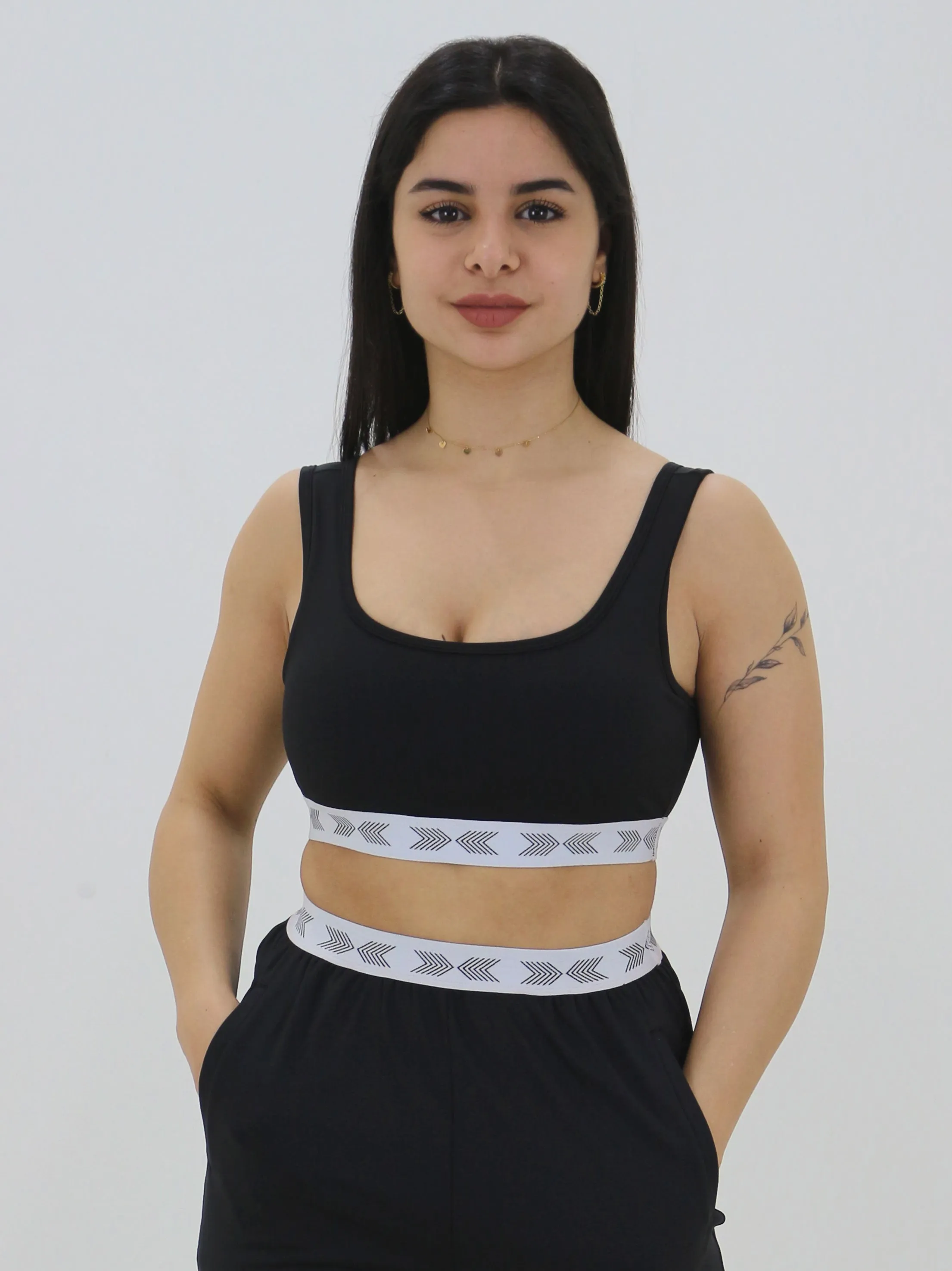 Soutien-gorge de sport à taille élastique pour femme, Noir