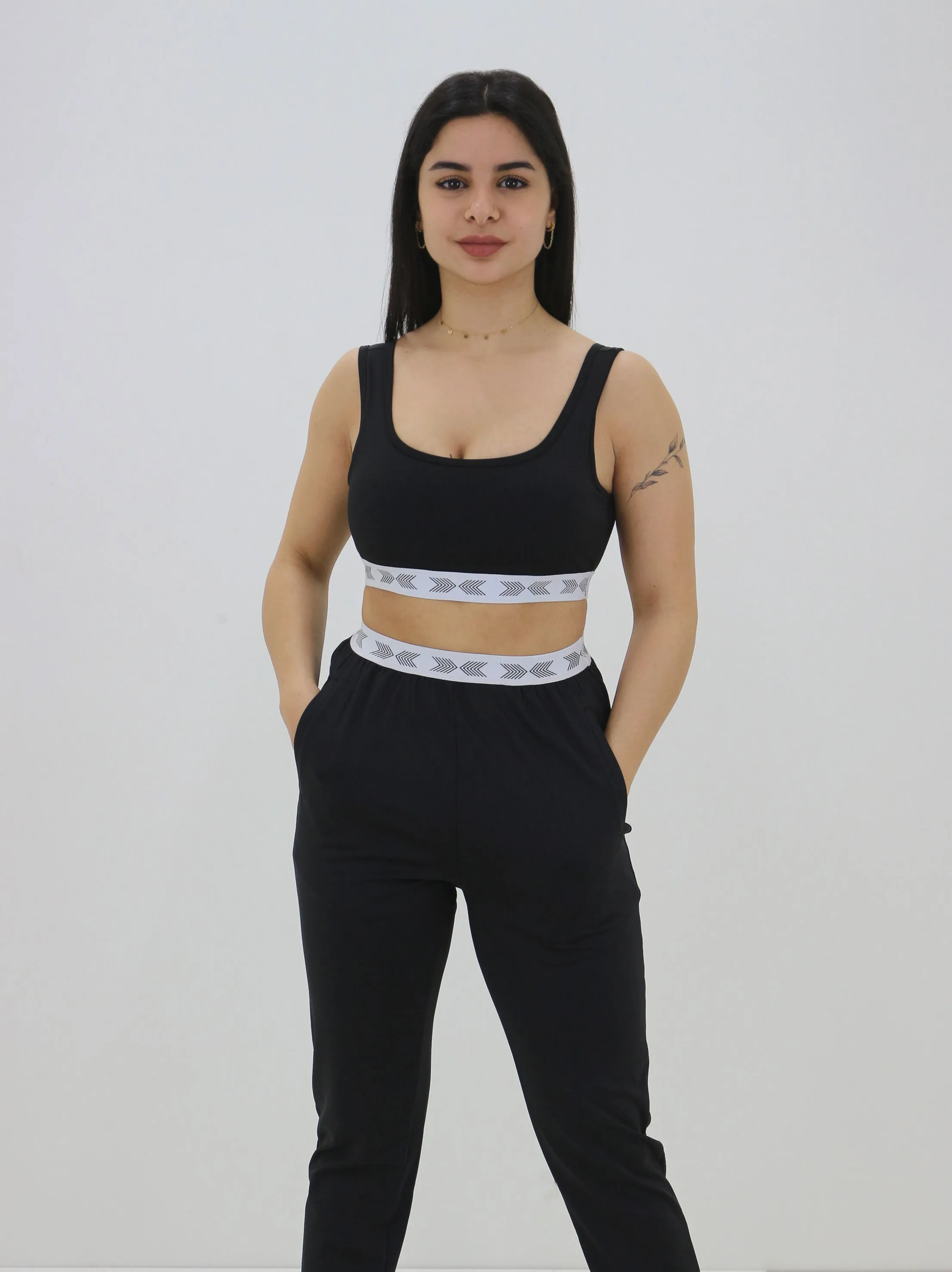 Soutien-gorge de sport à taille élastique pour femme, Noir