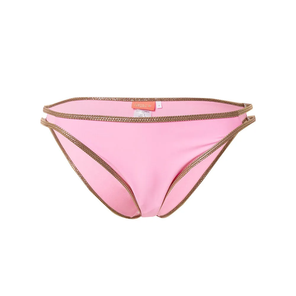 Slip de Bikini Pailleté pour Femme, Rose Néon