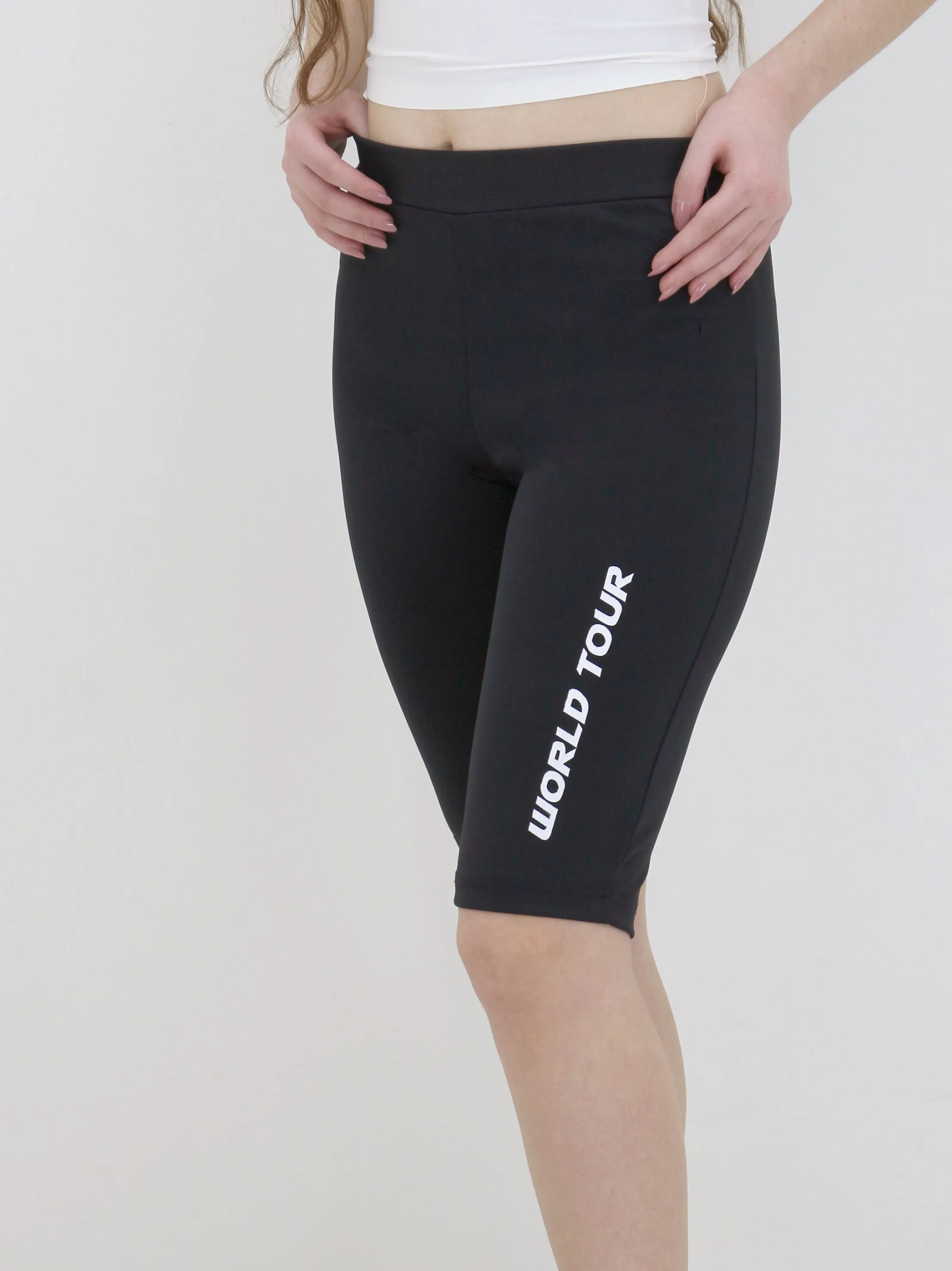 Short de vélo imprimé graphique pour femme, Noir