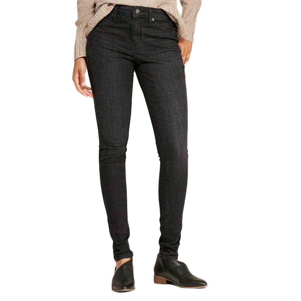 Pantalon Jeans Femme Taille Haute Lavé, Noir