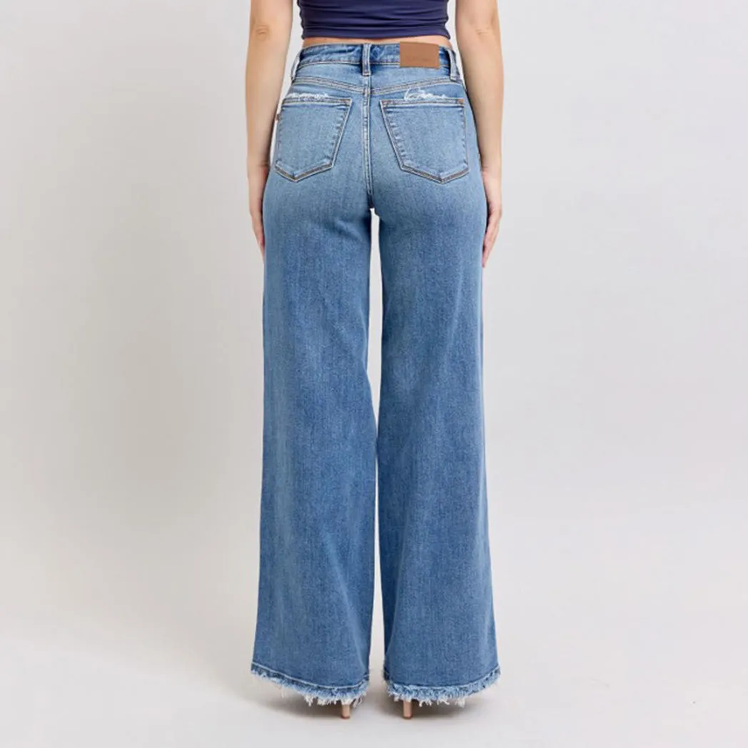 Jeans Femme à Taille Haute Médicalement Lavés, Coupe Large Rétro