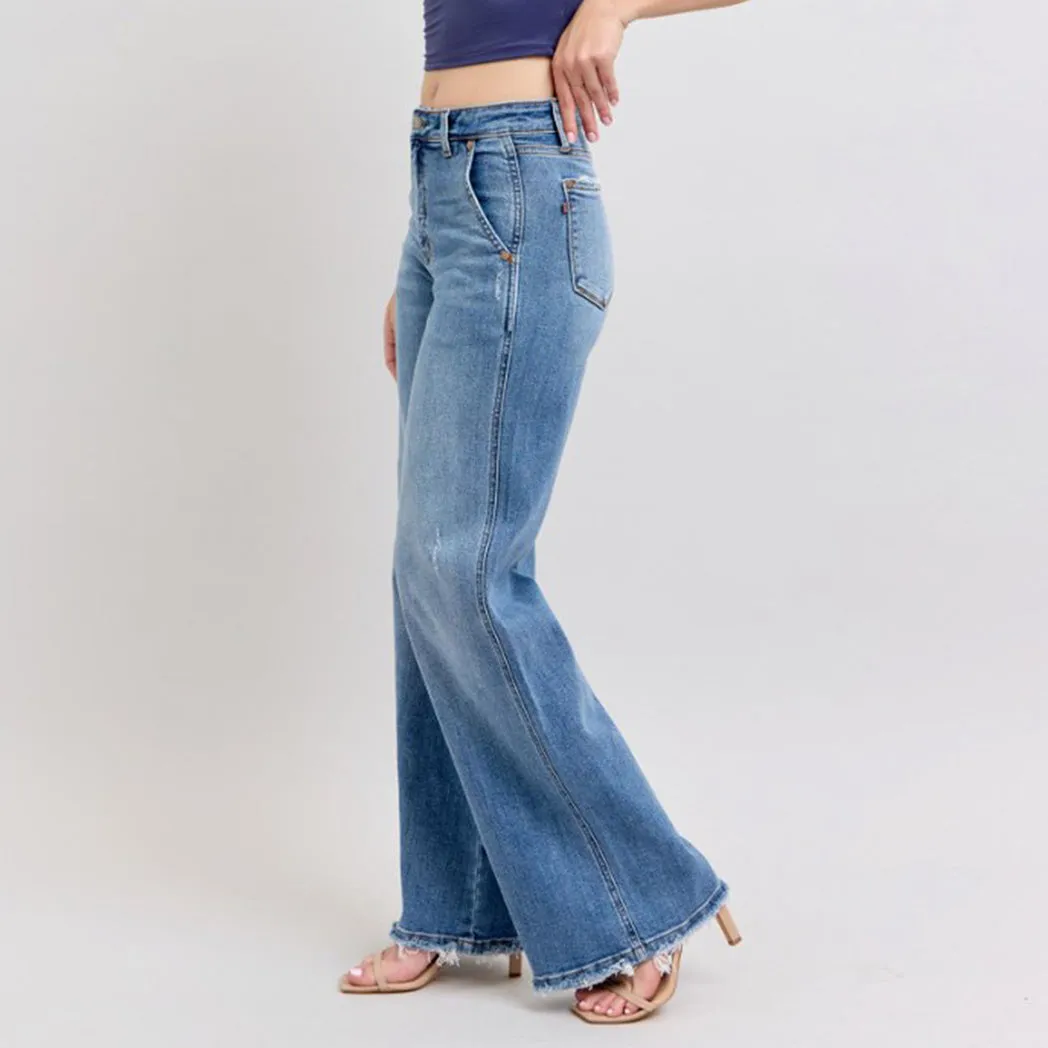 Jeans Femme à Taille Haute Médicalement Lavés, Coupe Large Rétro