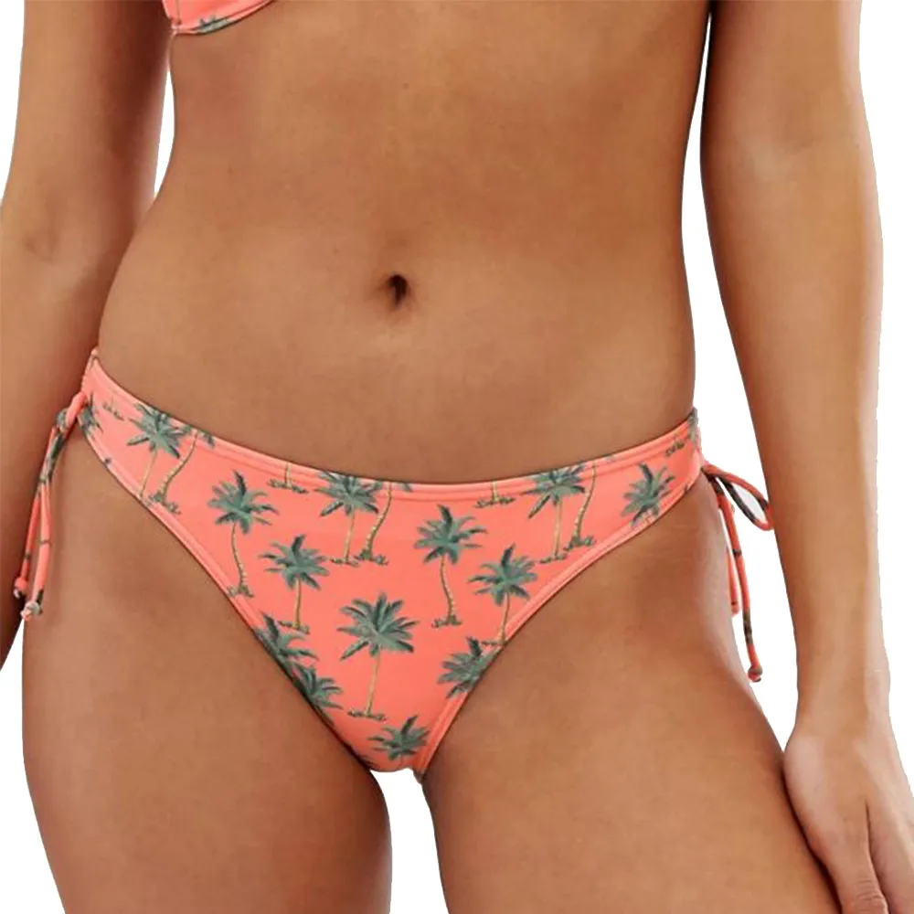 Culotte de Bikini à Imprimé Palmier, Corail