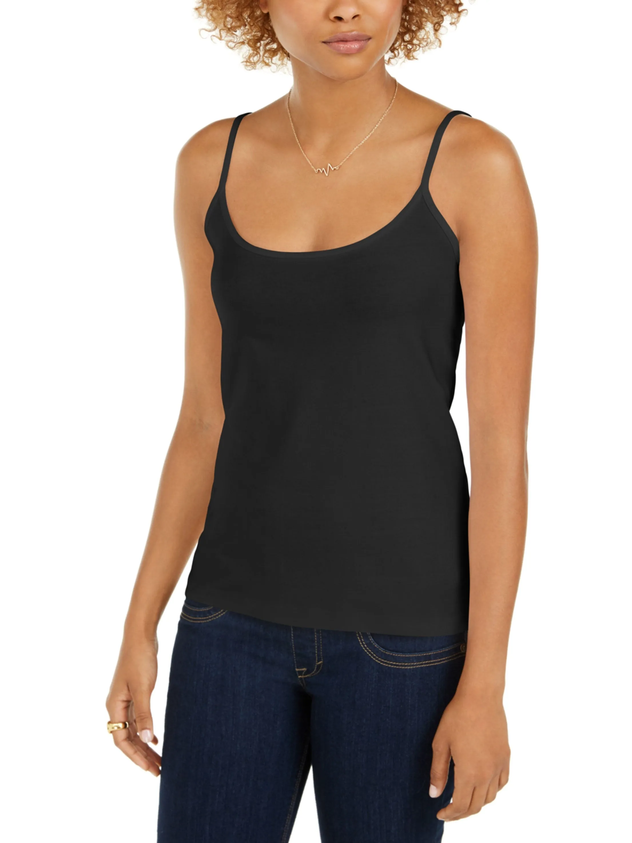 Haut débardeur en maille pour femme petite taille, noir uni