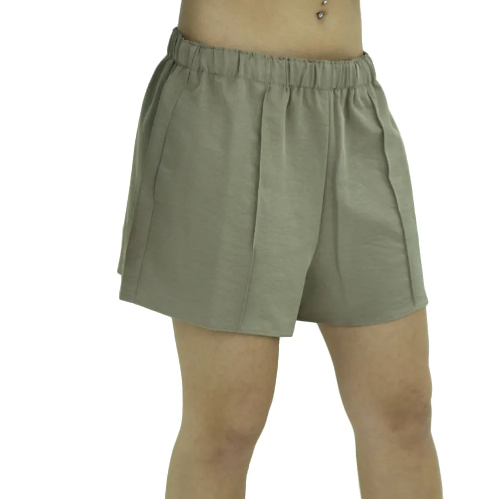 Short décontracté uni pour femmes, camel clair