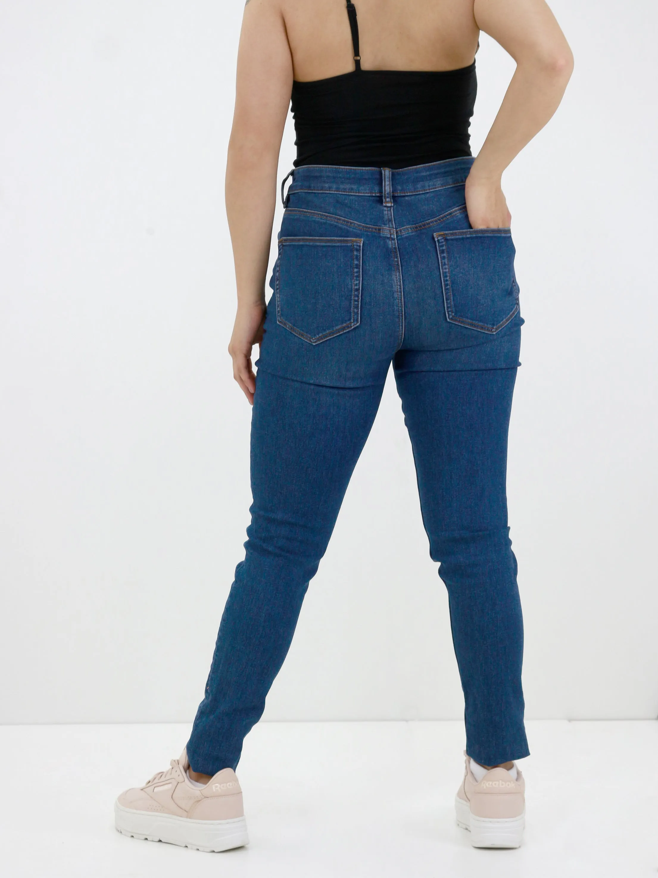 Jeans Skinny Femme Unis, Bleu Marine