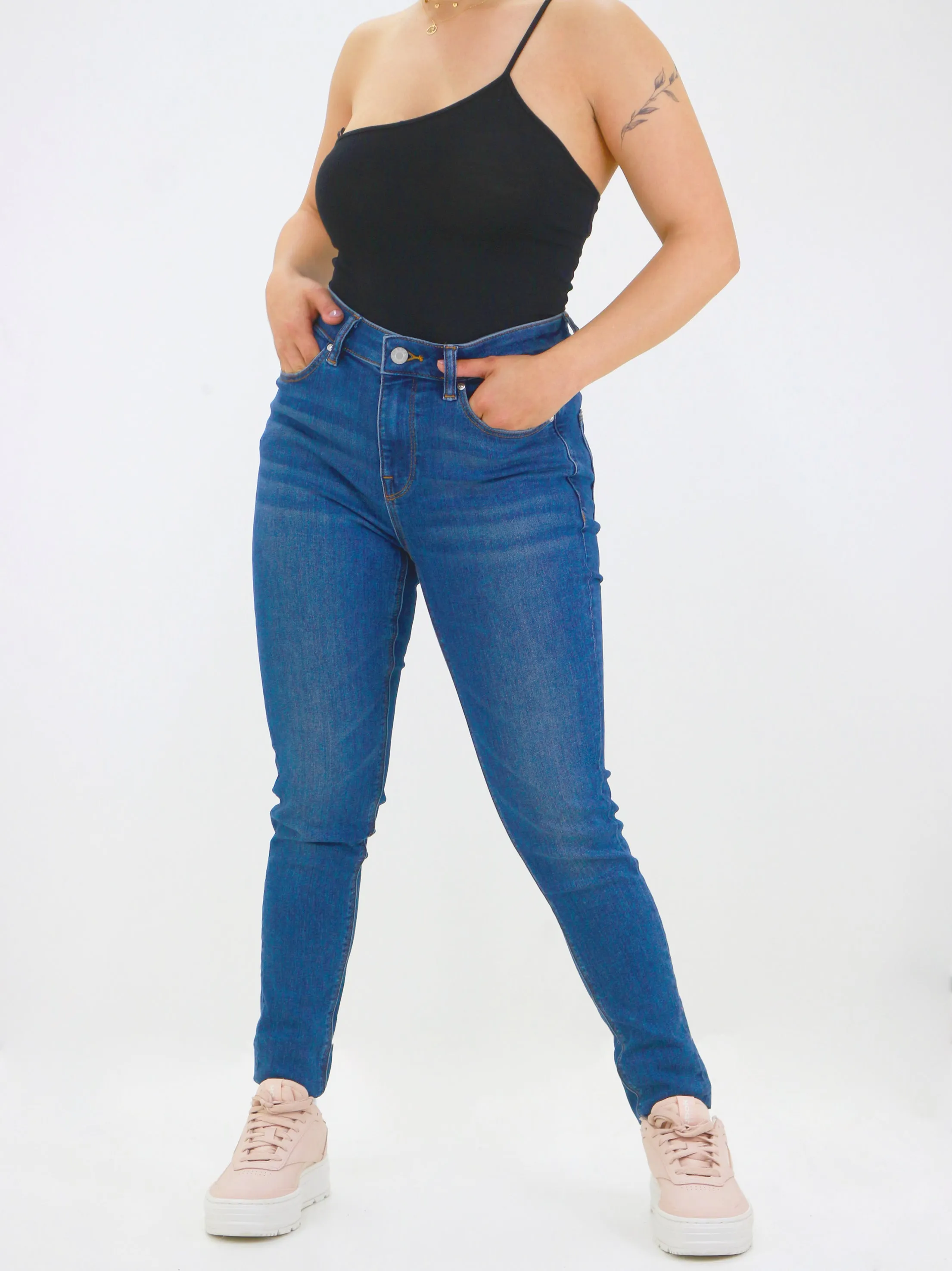 Jeans Skinny Femme Unis, Bleu Marine