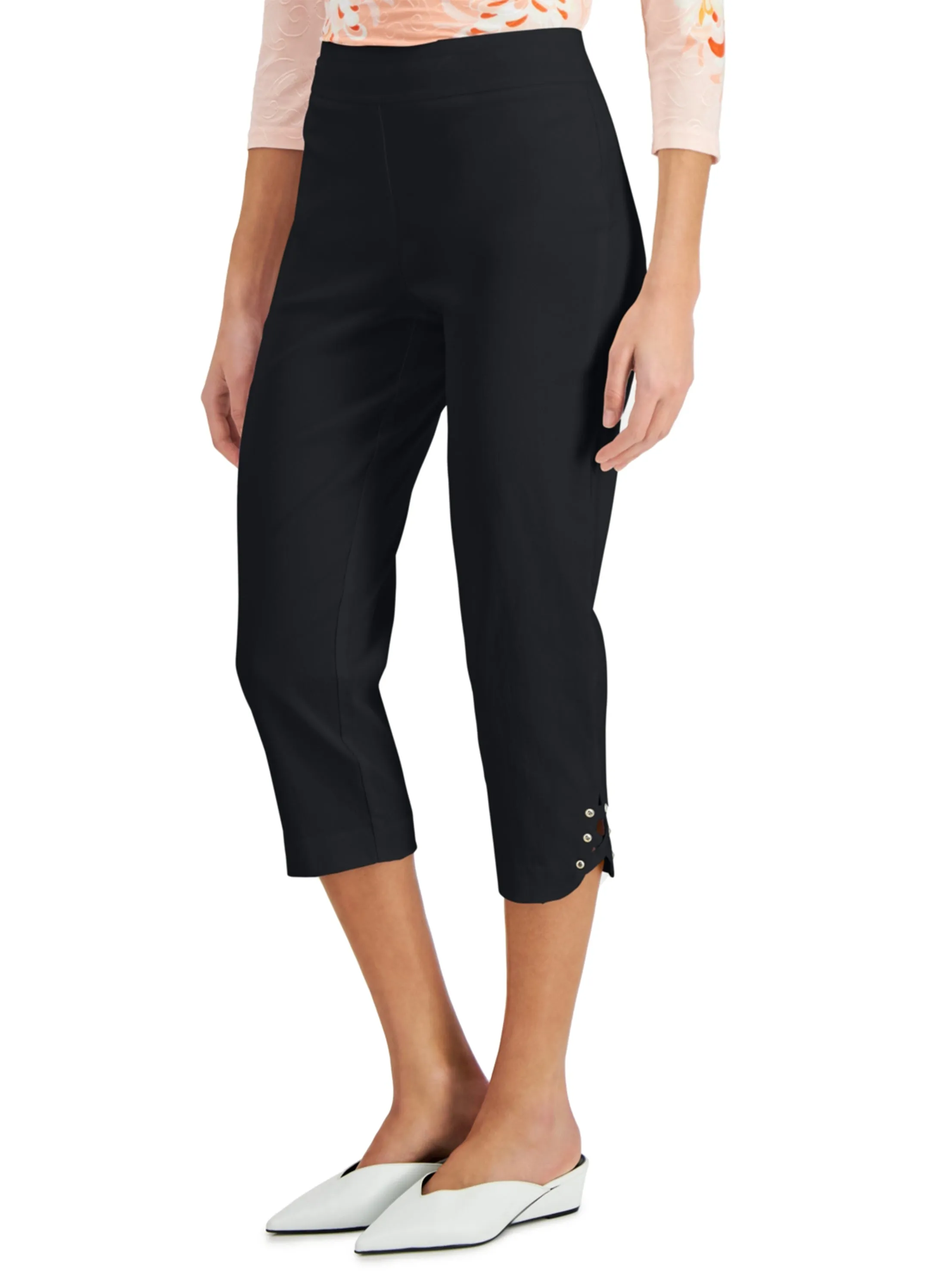 Pantalon Capri uni pour femme, Noir
