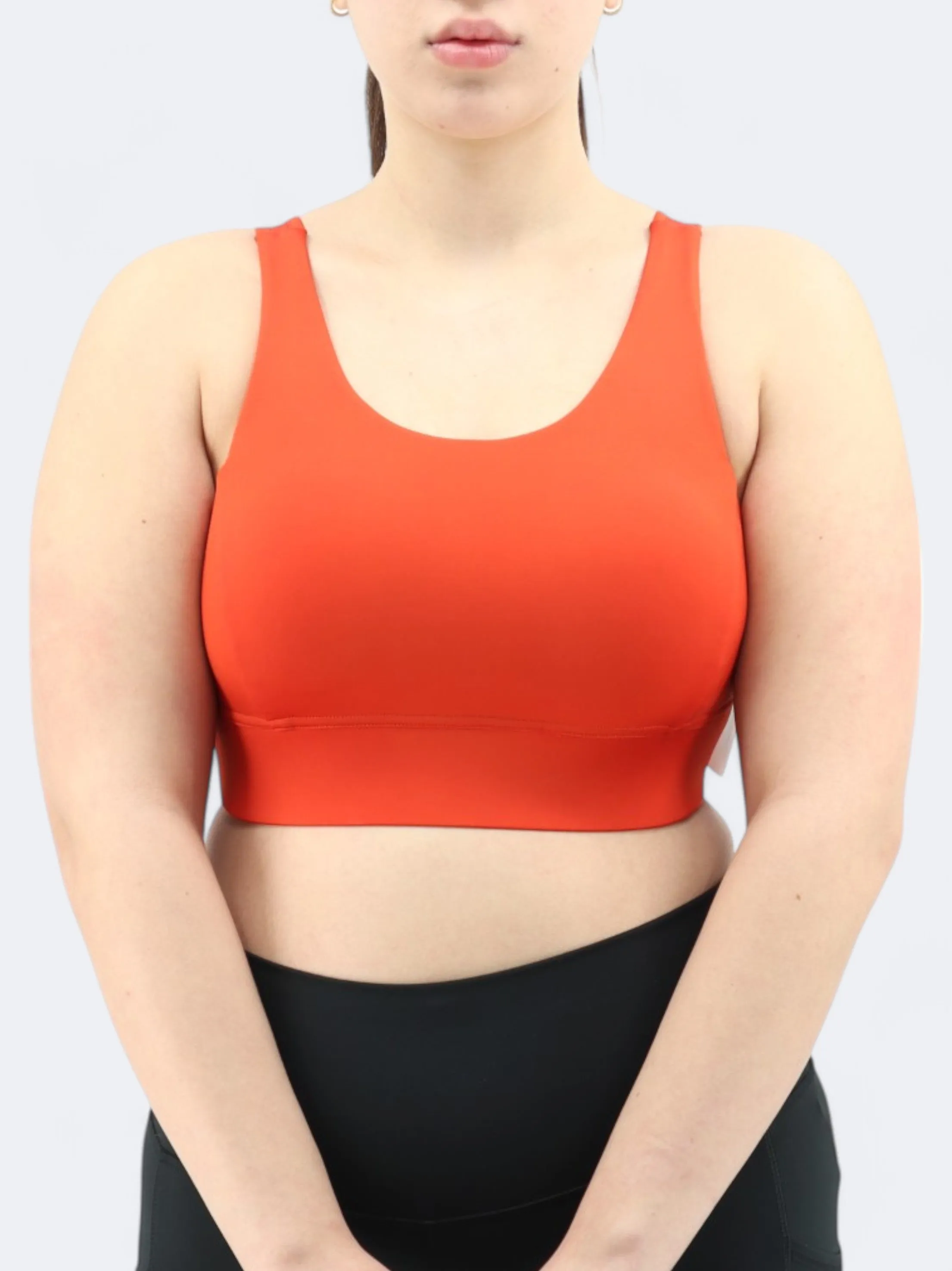 Haut de sport féminin uni coupé, orange brûlé