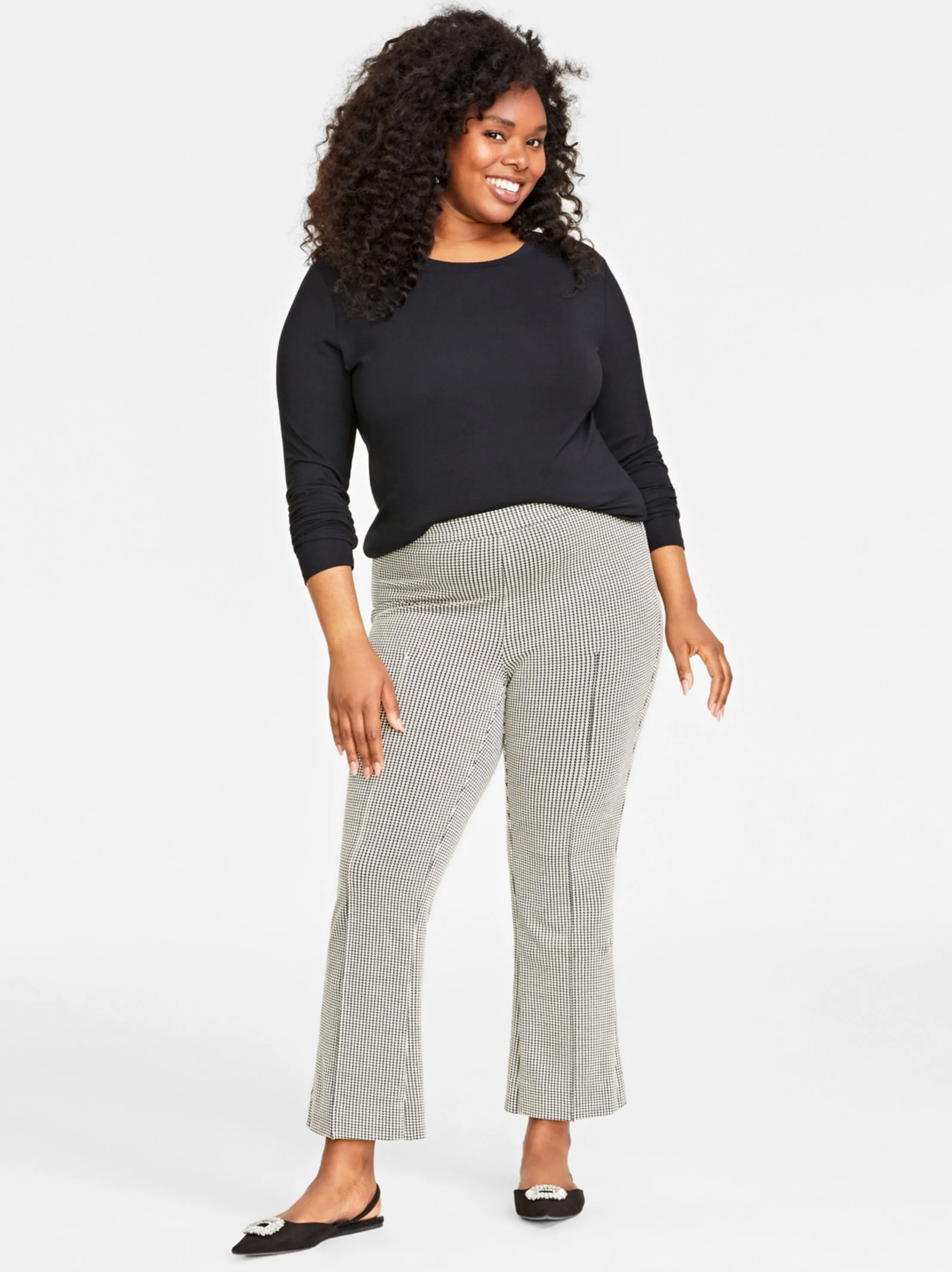 Pantalons imprimés femme à la cheville, Noir/Écru