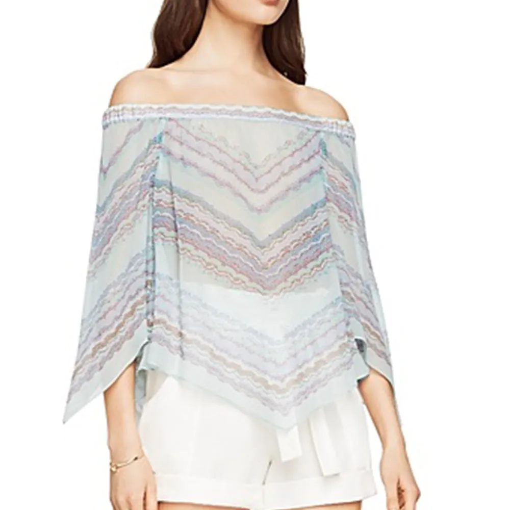 Haut en mousseline imprimé pour femme, Aqua
