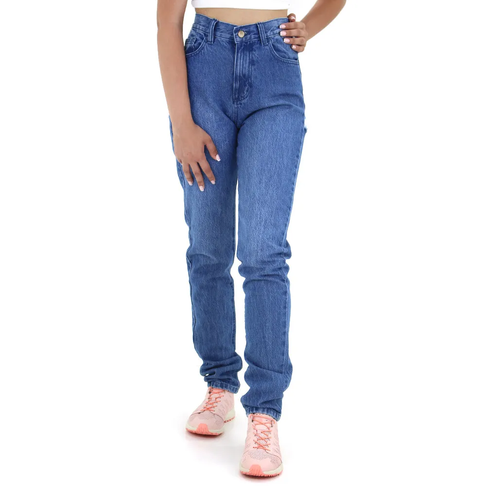 Jeans déchirés pour femmes, dos régulier, Bleu