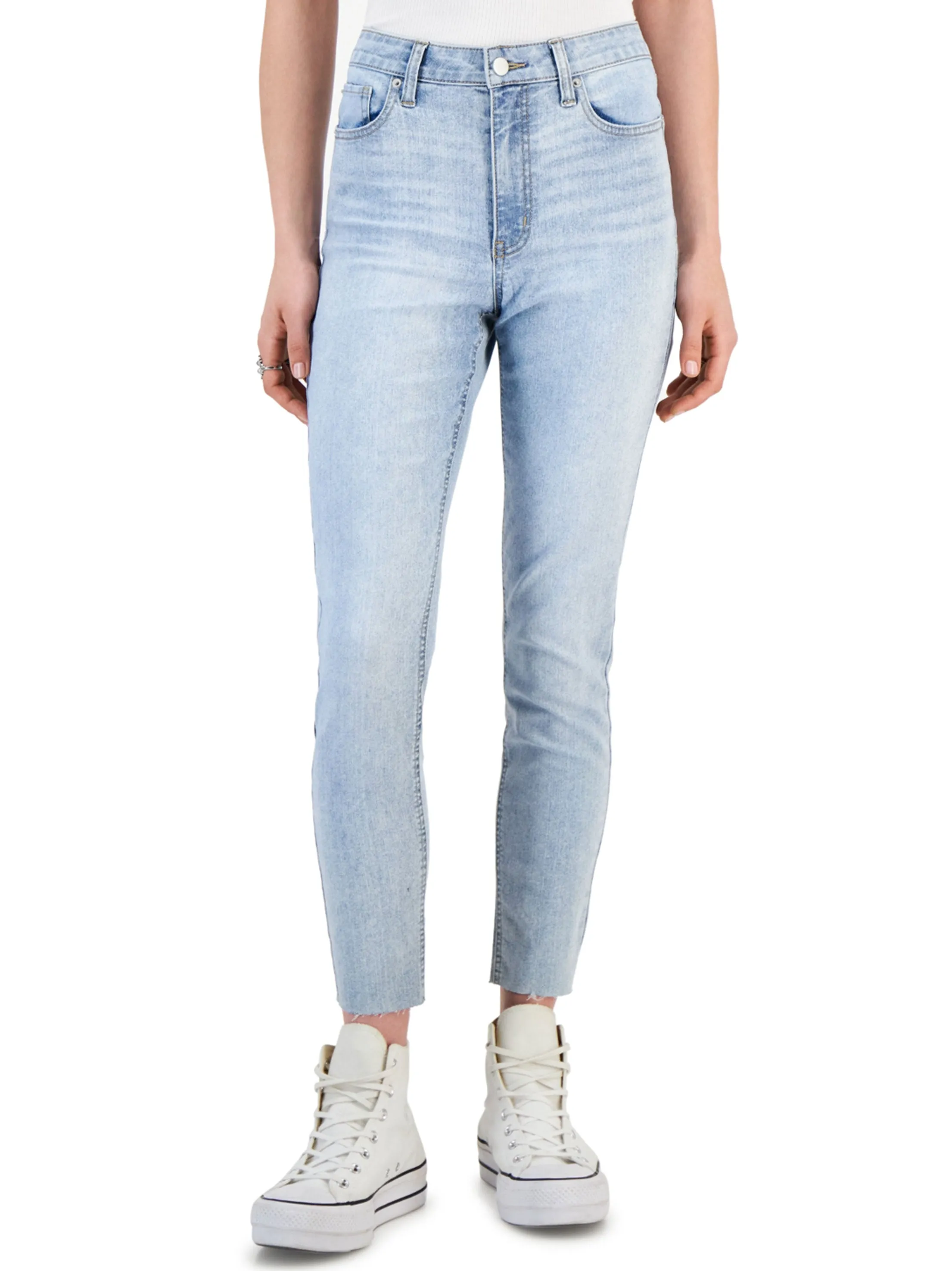 Jeans déchirés lavés pour femme, bleu clair