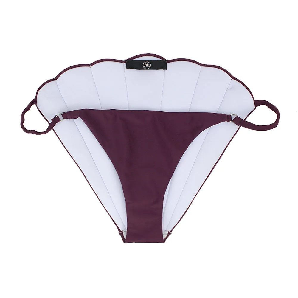Bas de bikini coquillage pour femme, violet foncé