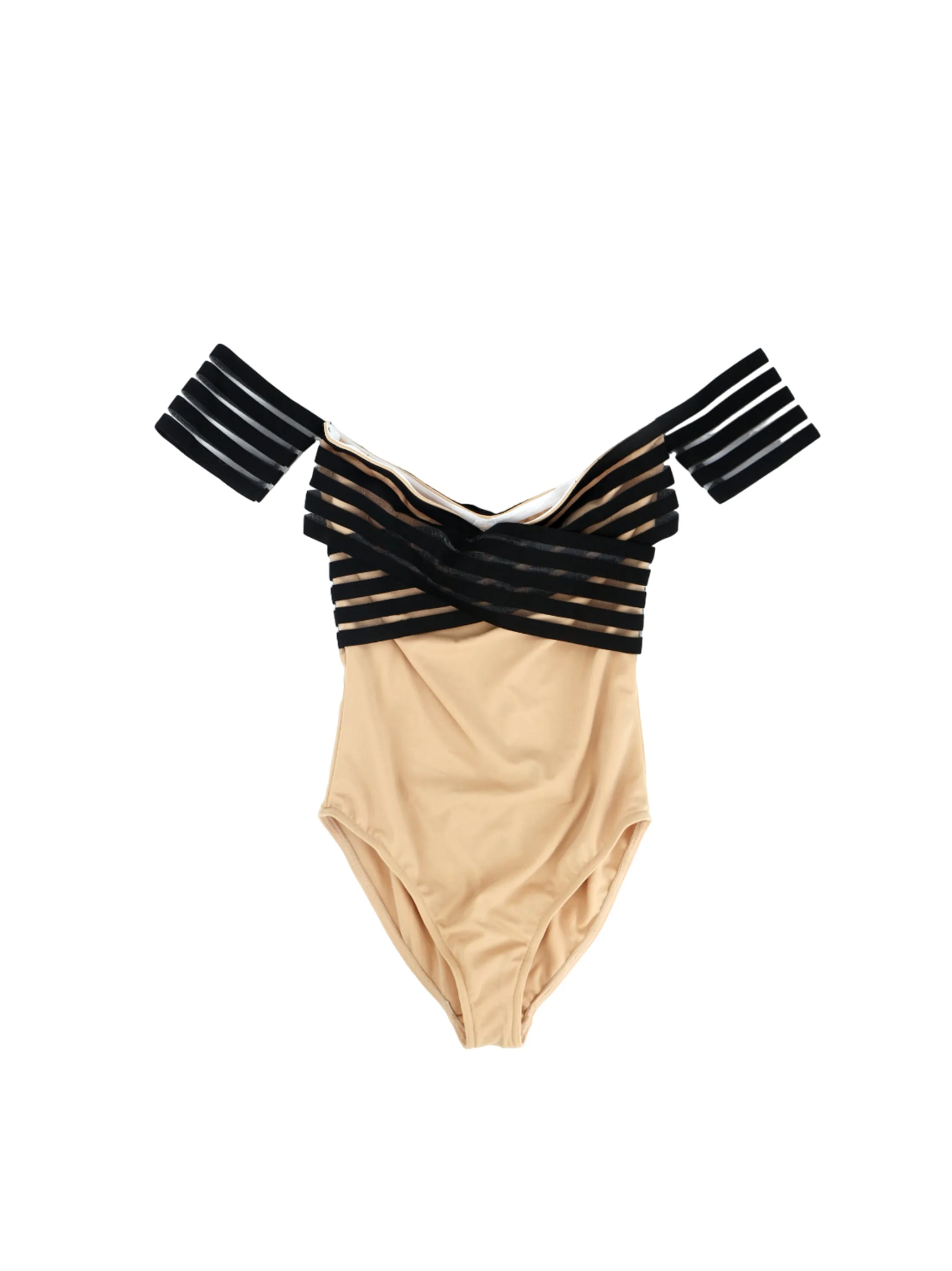 Haut de tankini texturé pour femme, Beige/Noir