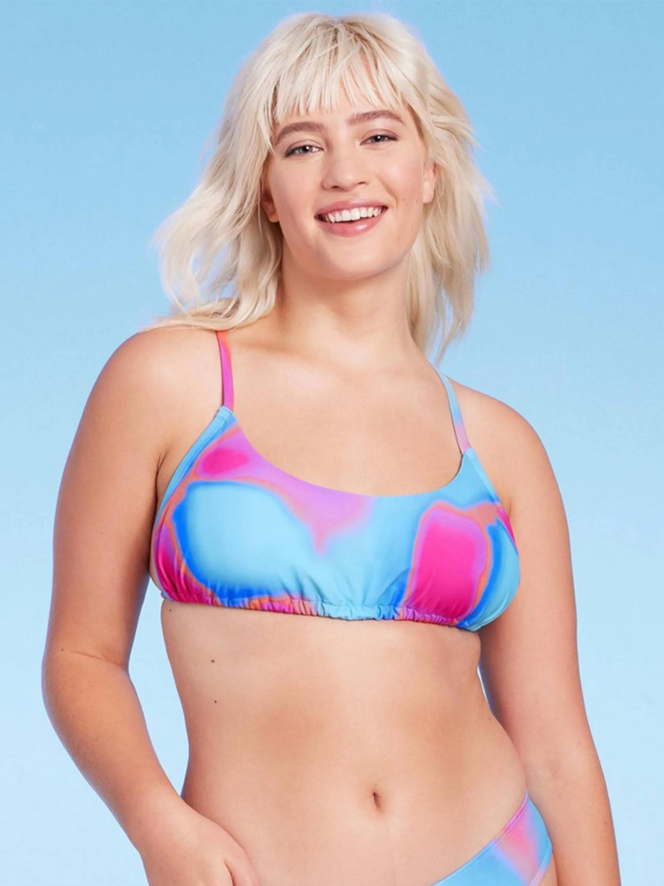 Haut de bikini tie-dye pour femme, multicolore