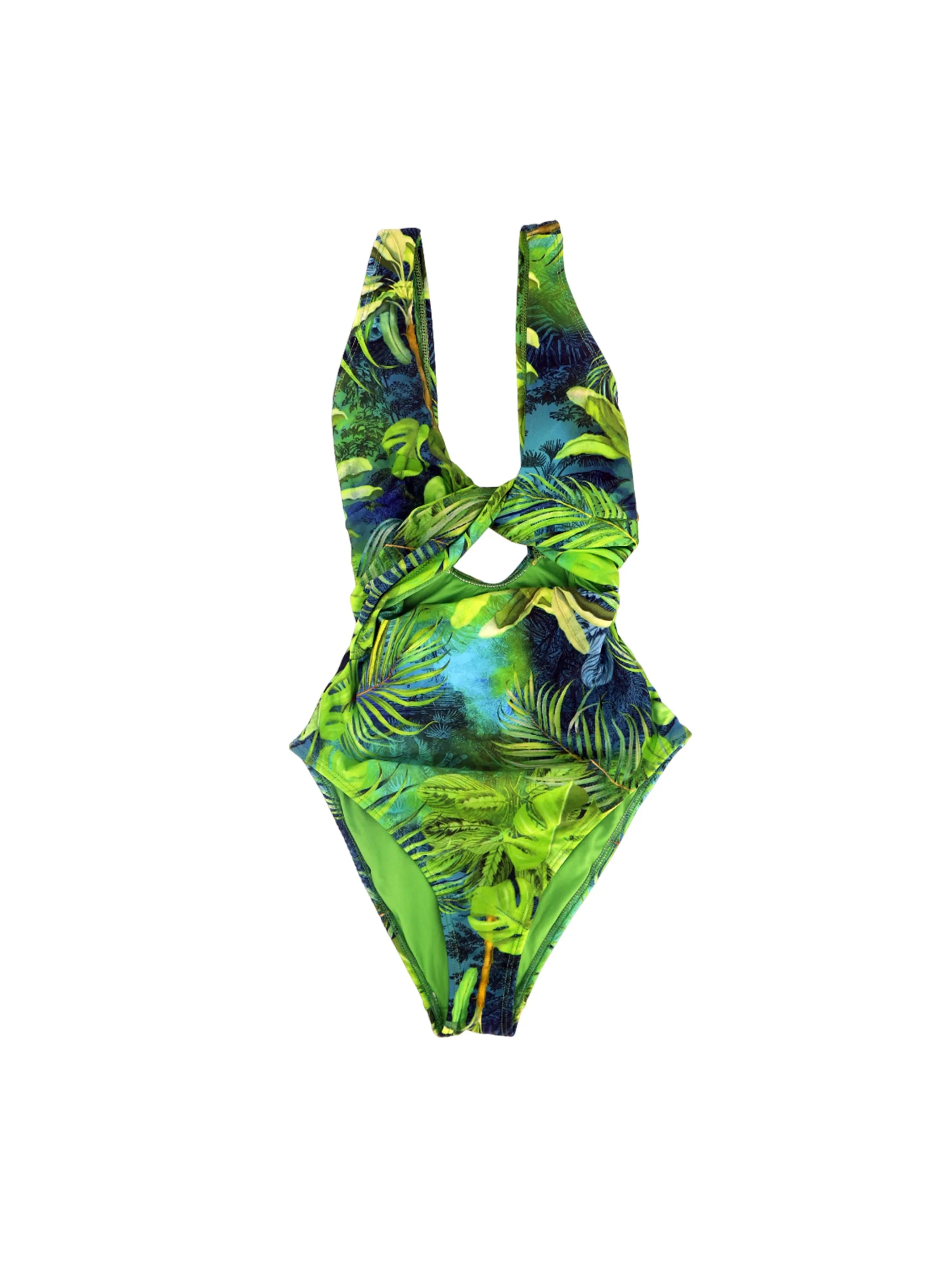 Haut de tankini imprimé tropical pour femmes, Vert