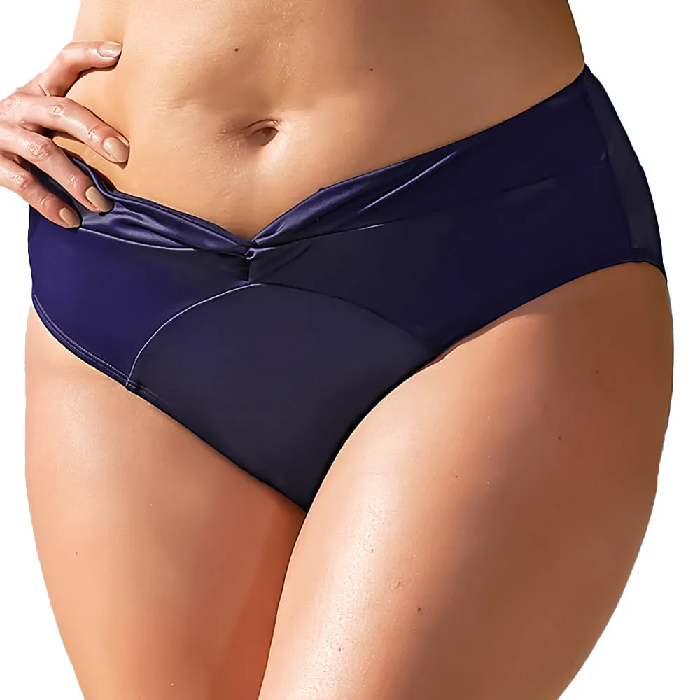 Culotte de Bikini Femme en V, Marine