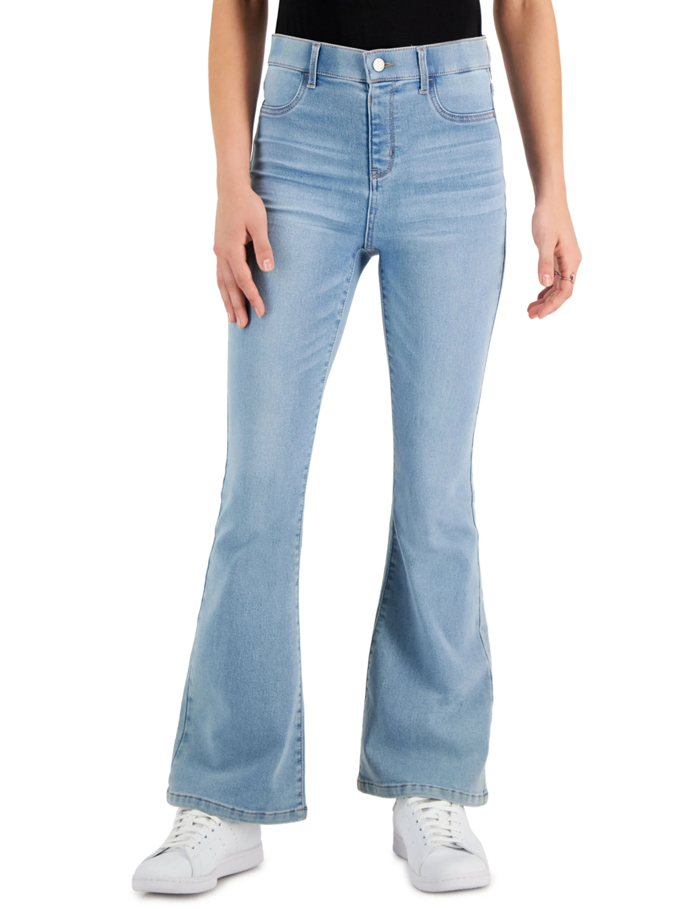 Jeans Flare Lavé Femme, Bleu Clair