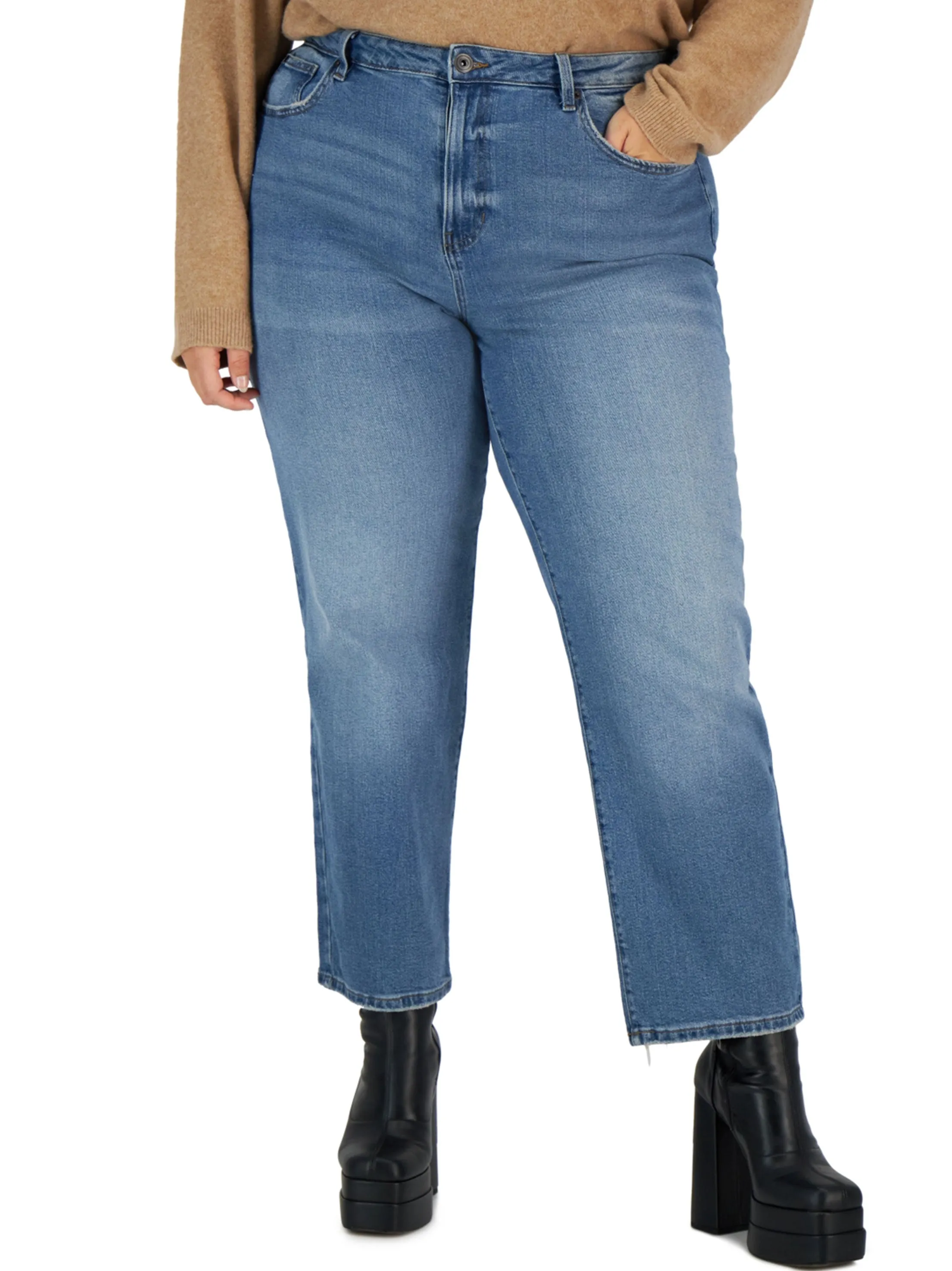 Jeans délavés pour femme, Bleu