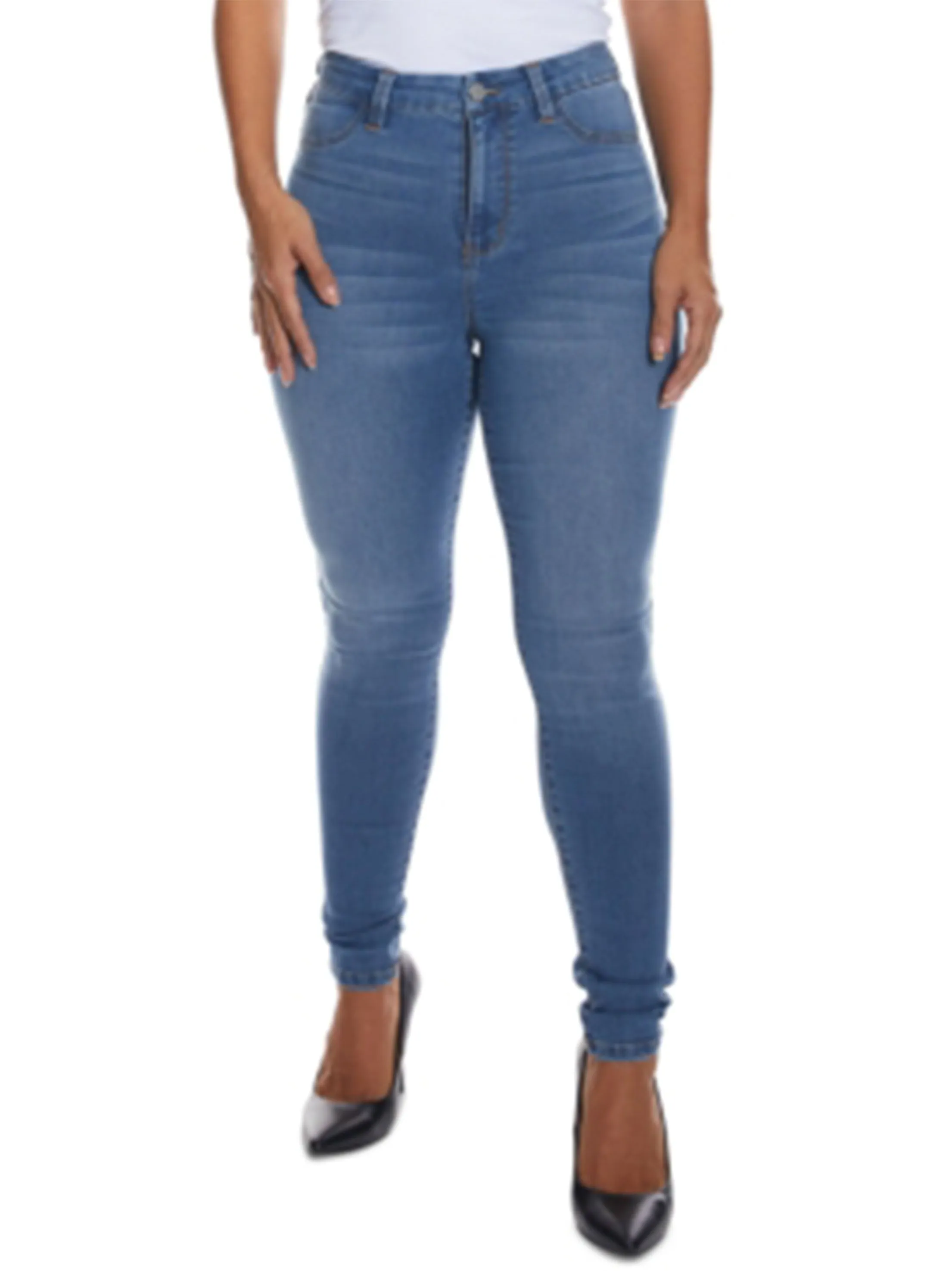 Jeans Skinny Lavés pour Femme, Bleu