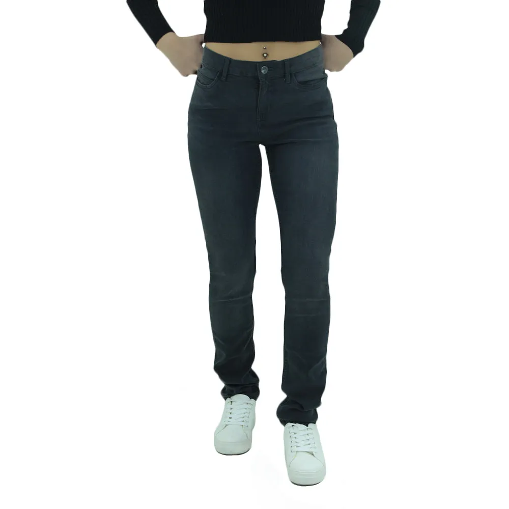Jeans Skinny Lavés pour Femme, Gris Foncé