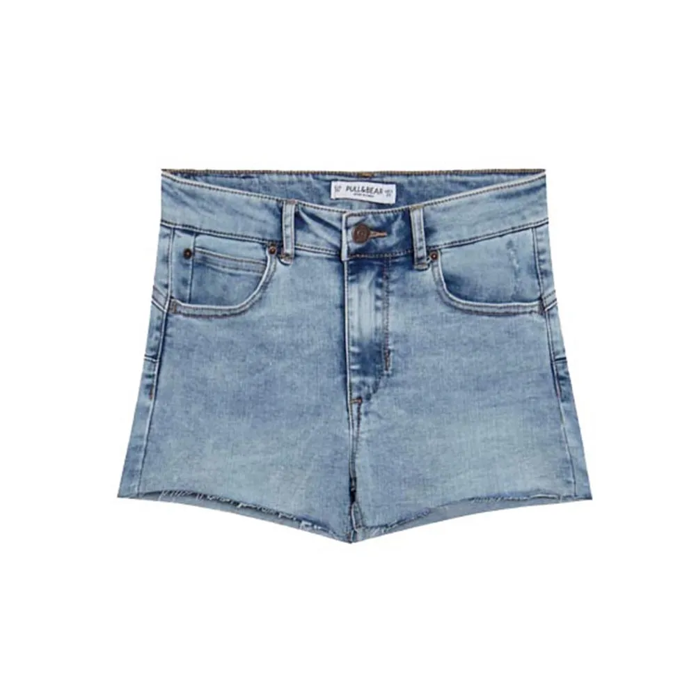 Short en Jean Slim-Fit Lavé pour Femme, Bleu Clair