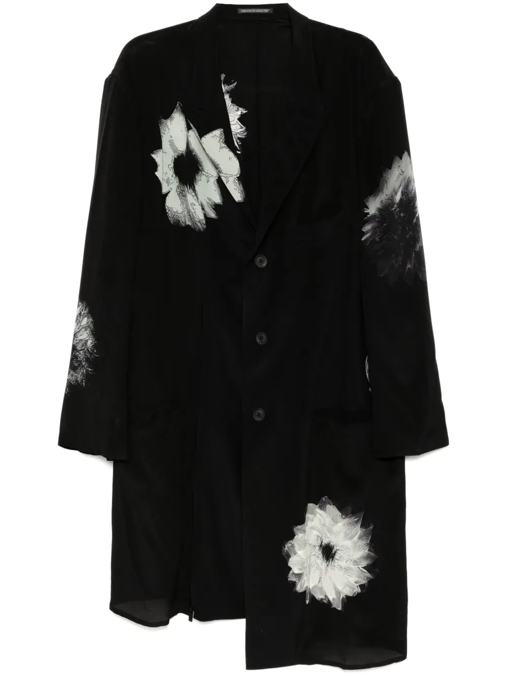 YOHJI YAMAMOTO POUR HOMME - Veste pour homme à fente avec imprimé floral blanc_yohji-yamamoto