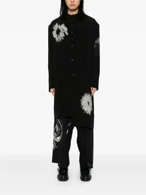 YOHJI YAMAMOTO POUR HOMME - Men White Flower Print Slit Jacket Clothing_yohji-yamamoto