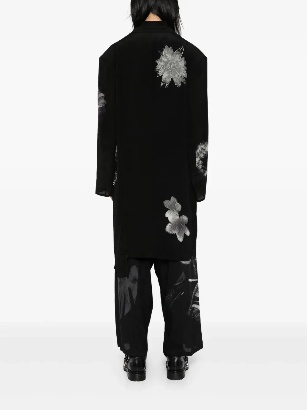 YOHJI YAMAMOTO POUR HOMME - Veste pour homme à fente avec imprimé floral blanc_yohji-yamamoto
