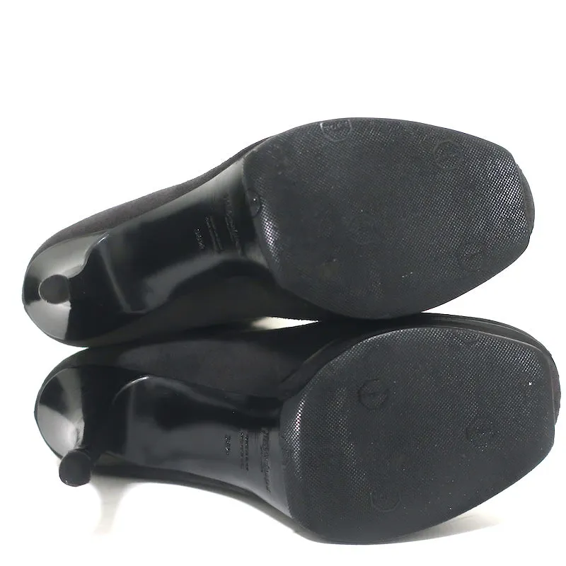 Bottes Plateforme Tribute Yves Saint Laurent en Suède Gris et Noir Verni Taille 38.5